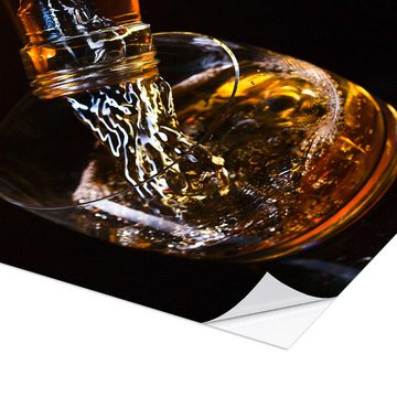 Posterlounge Wandfolie Editors Choice, Whisky und Eis auf einem Glastisch, Fotografie