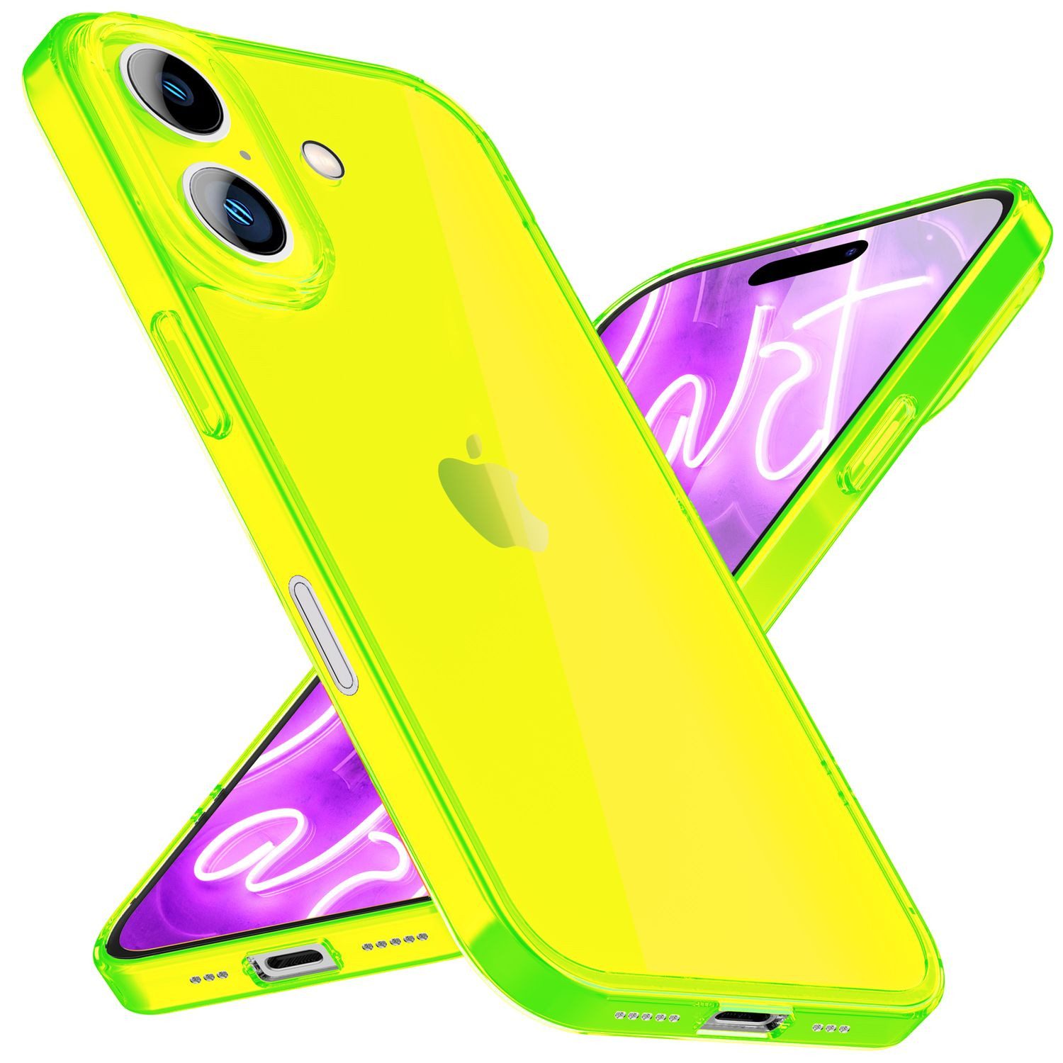 Nalia Smartphone-Hülle Apple iPhone 16 15,5 cm (6,1 Zoll), Klare Neon Silikon Hülle / Bunt / Durchsichtig Transparent / Slim Case