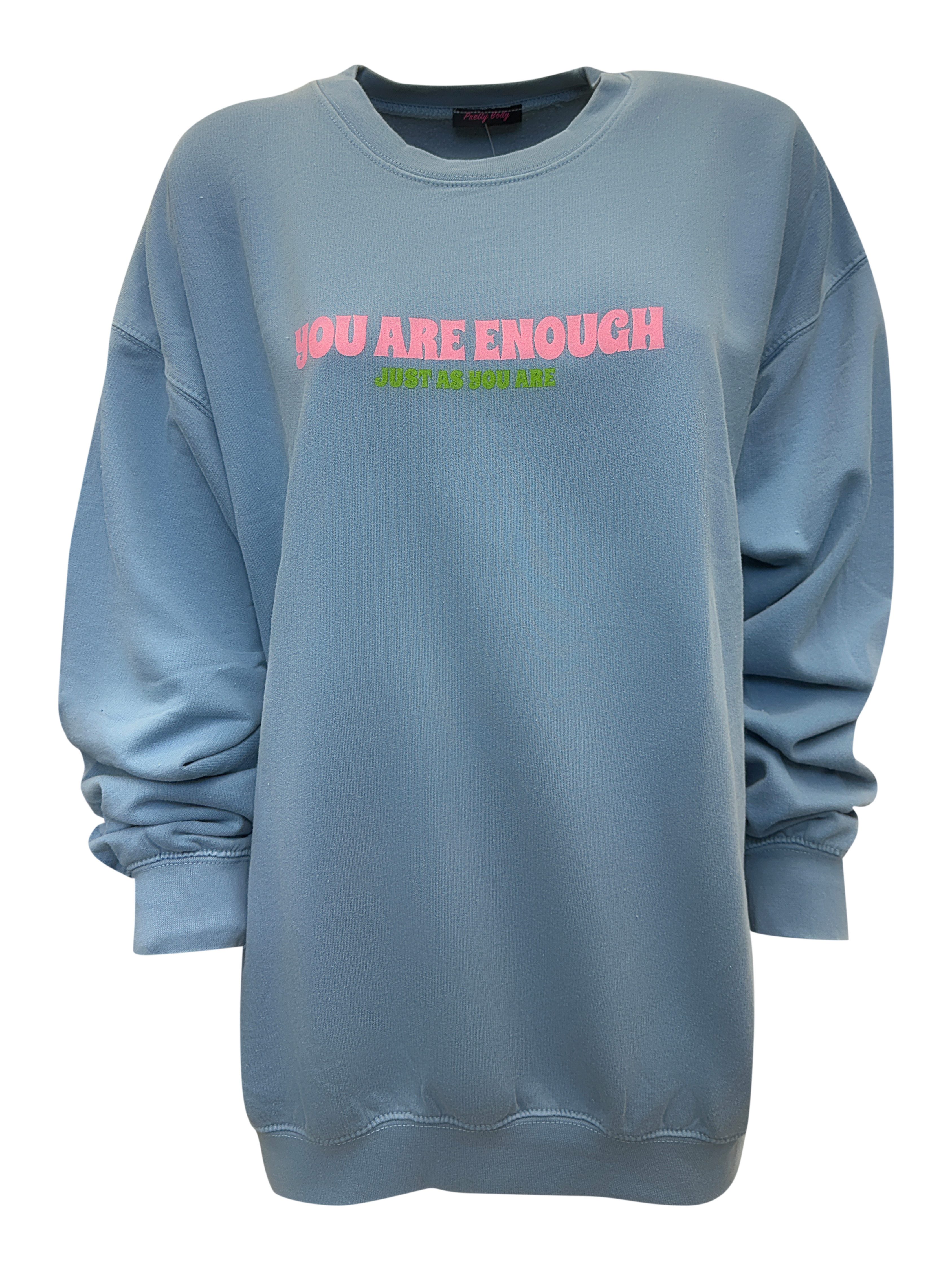 Worldclassca Sweatshirt Worldclassca Oversized Sweatshirt YOU ARE ENOUGH Print Langarm VINTAGE PULLOVER SWEAT OBERTEIL