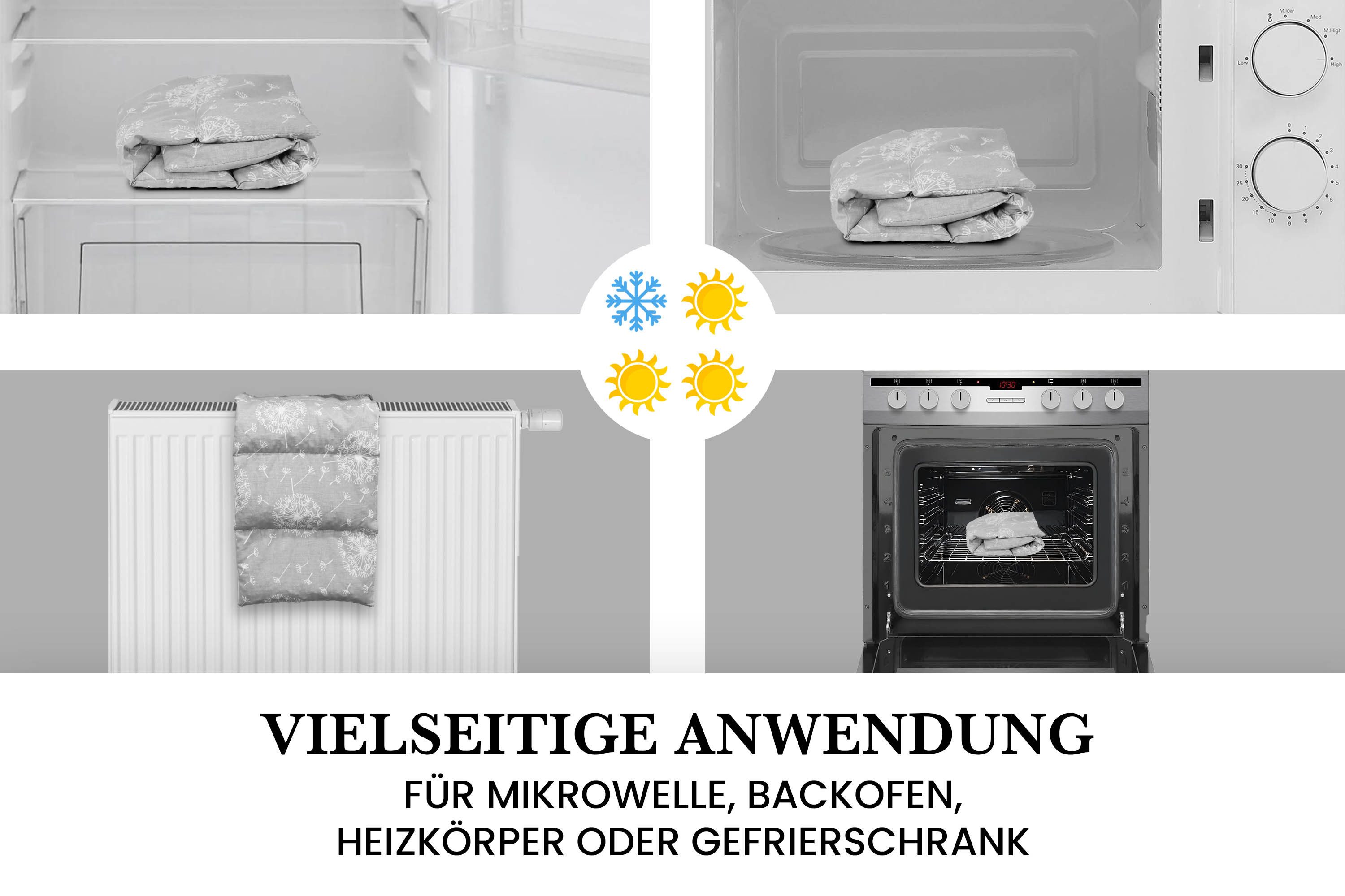 Amilian Kirschkernkissen 55x20cm groß für Mikrowelle - Körnerkissen Nacken Schulter Rücken, Wärme- und Kältekissen, für Bauch, Füße, EU-hergestellt, wiederverwendbar