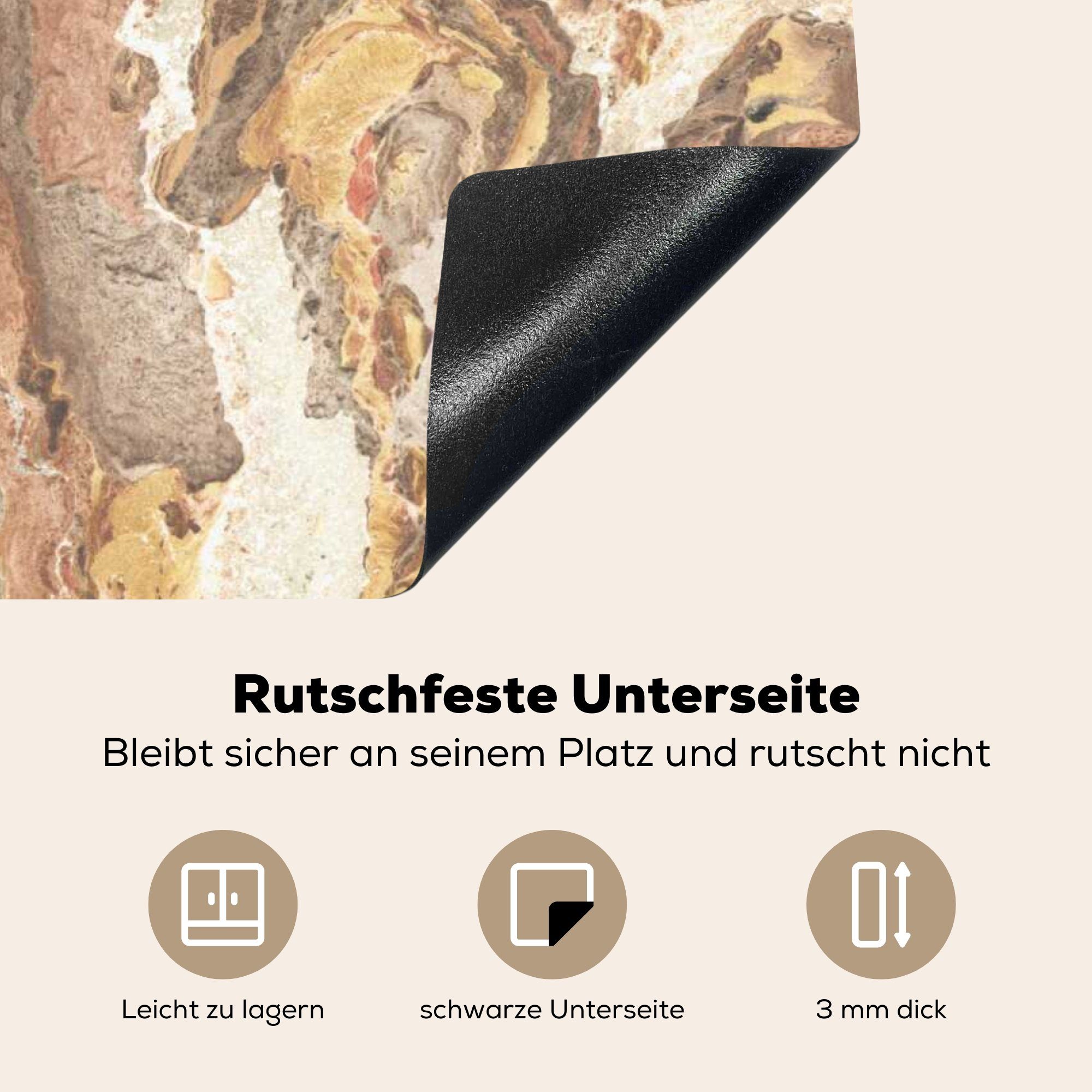- Kristalle MuchoWow Granit, nutzbar, Arbeitsfläche (1 Mobile cm, Ceranfeldabdeckung Braun Herdblende-/Abdeckplatte - Vinyl, tlg), 70x52