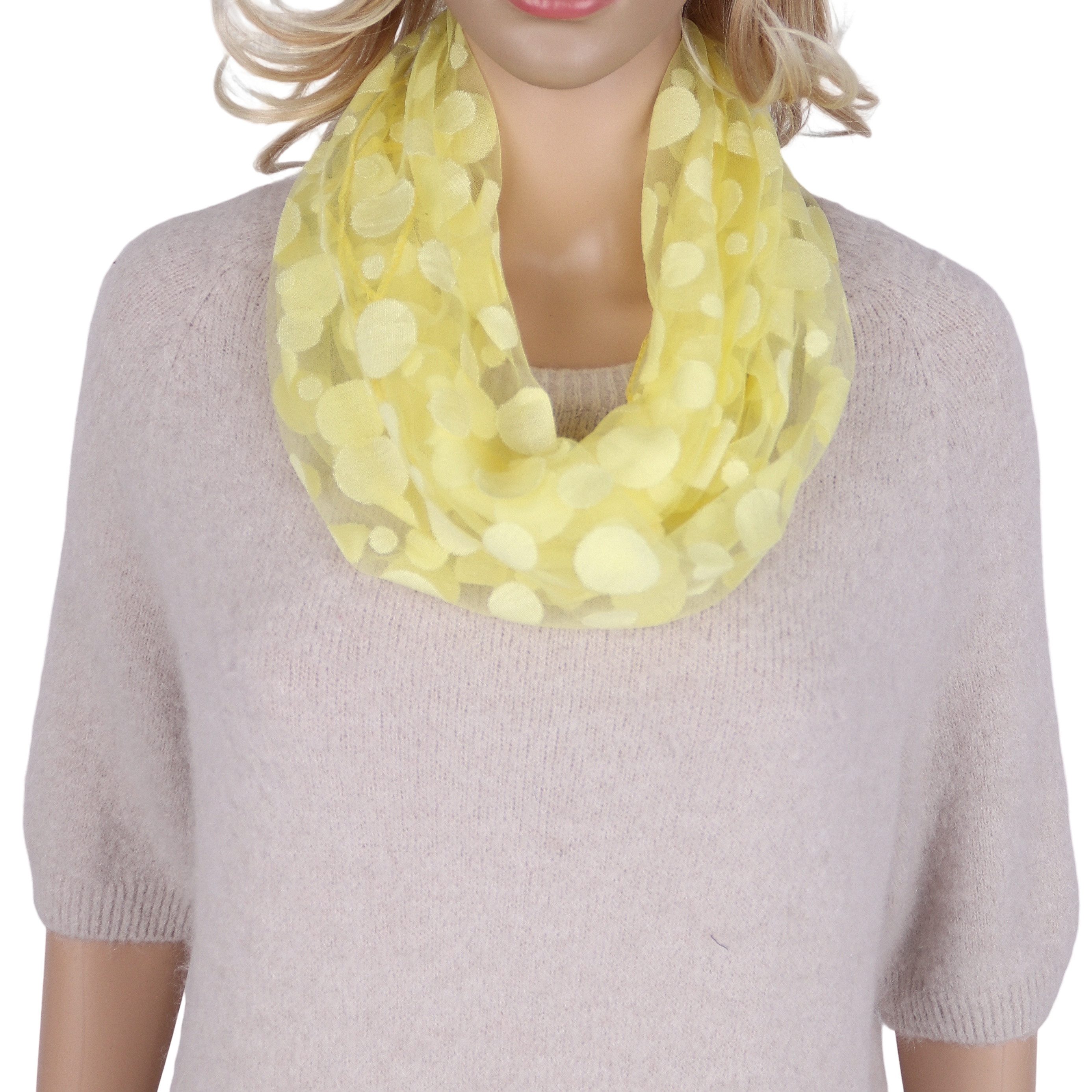 MIRROSI Loop Damen Schal Unifarbe HALBTRANSPARENT, Tolle Muster, (ca.160x38cm, zweimal um den Hals wickelbar), sehr leicht und angenehm zu tragen