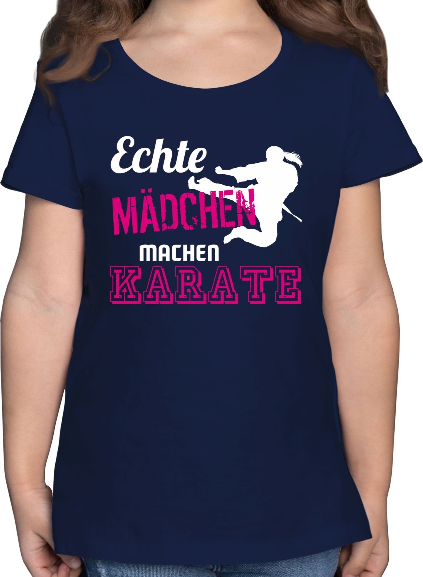 Kleidung T-Shirt Sport Mädchen machen Karate Shirtracer 2 Echte Dunkelblau Kinder