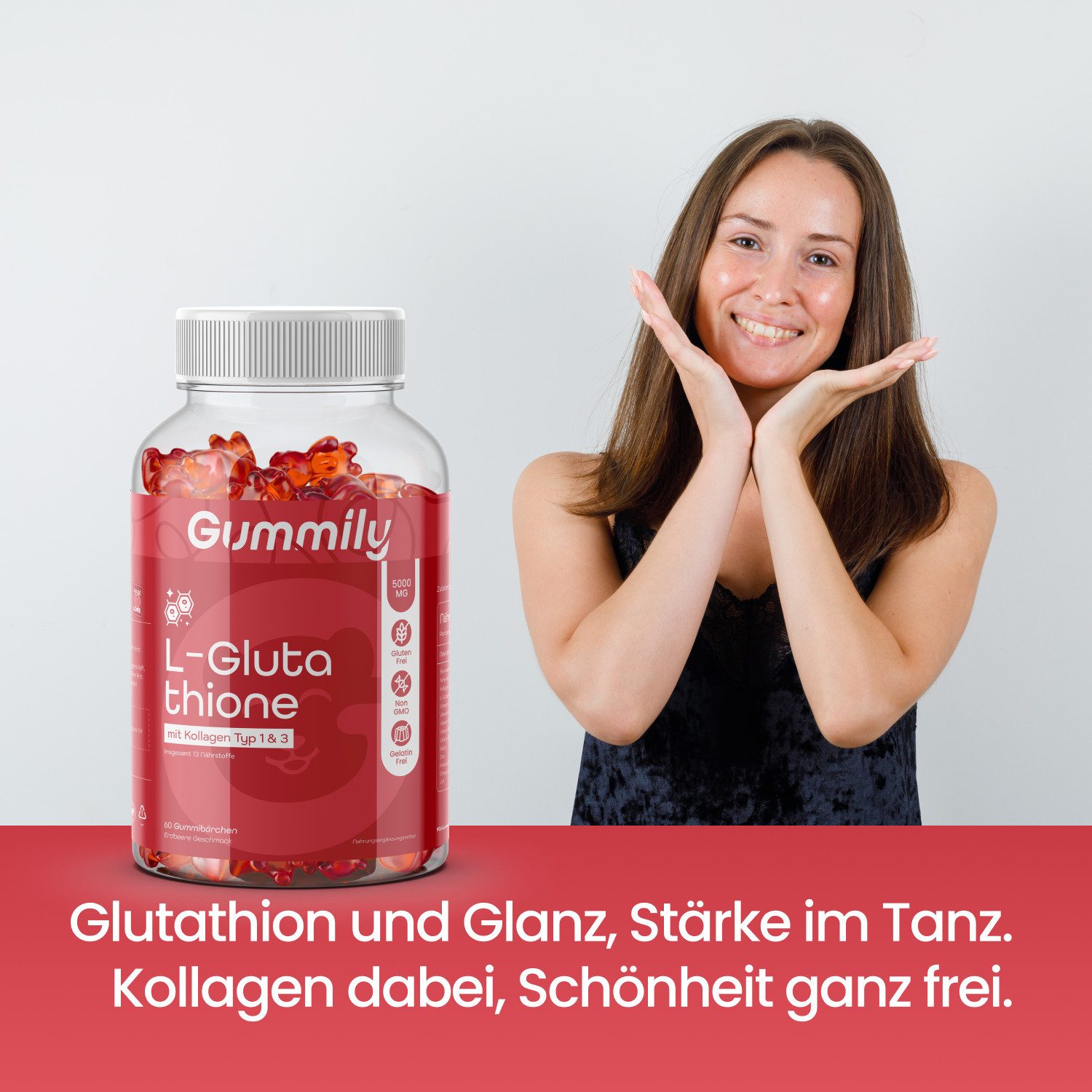 Gummily® L-Glulathion Gummibärchen mit Fisch Kollagen Typ 1 & 3 Gummibärchen, 180 g