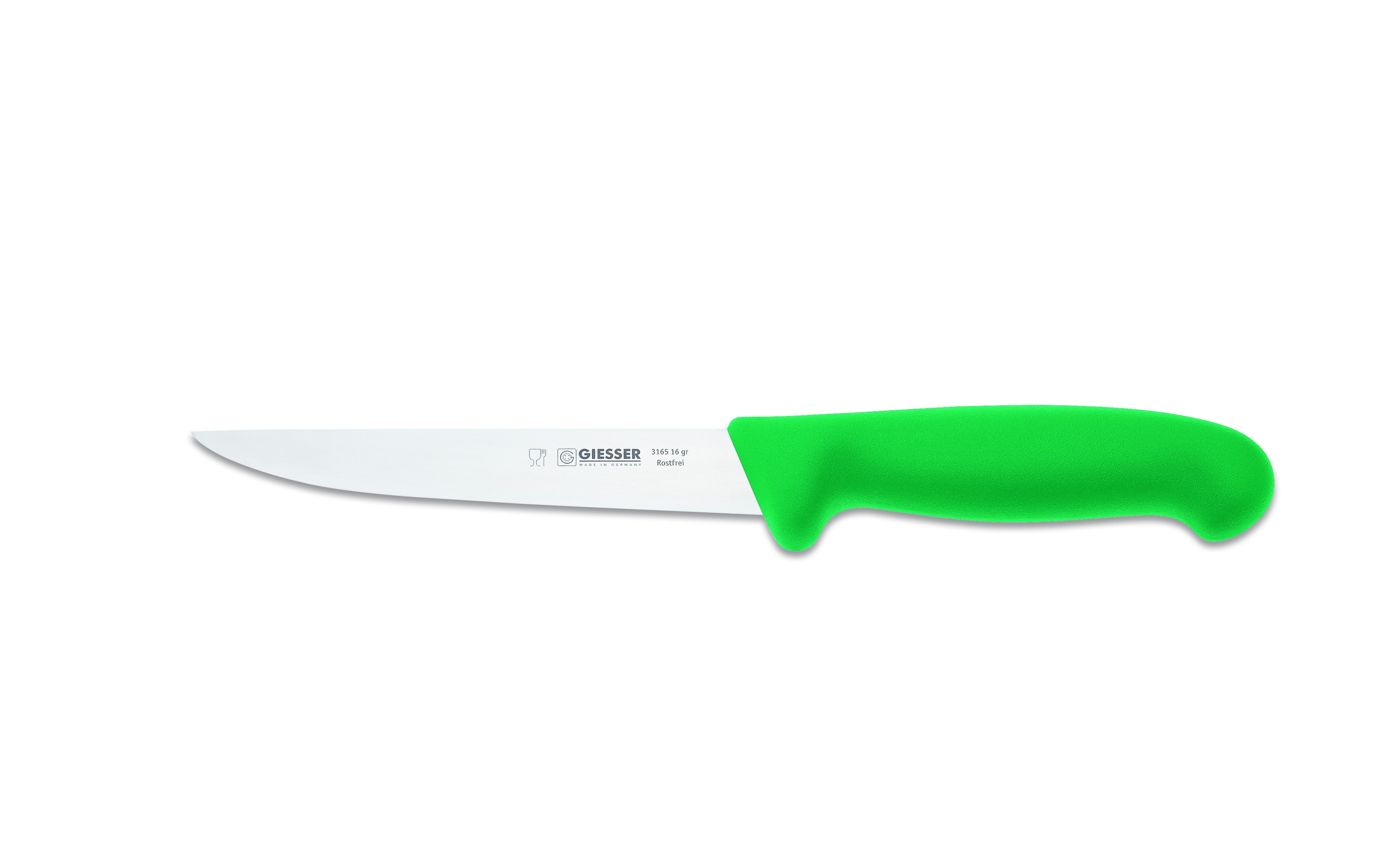 Giesser Messer Ausbeinmesser Variante 3165 12/14/16/18, gerade Klinge, stark, scharf Grün