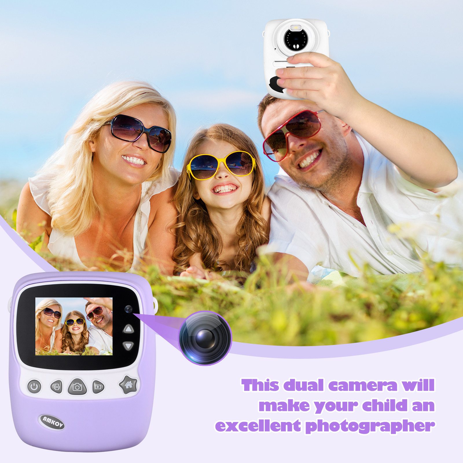 FANNOU Kinderkamera 30 MP 1080P Selfie-Digitalkamera Kinderkamera (ideal als Geschenk für Jungen und Mädche) – Bild 3 von 5