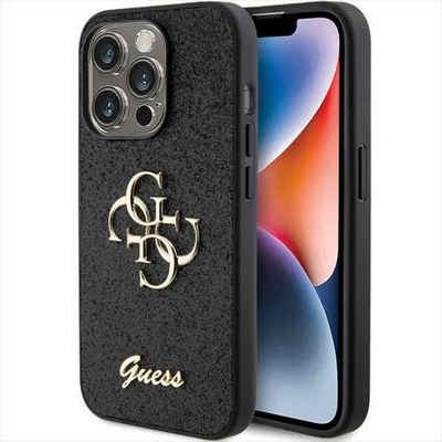 Guess Smartphone-Hülle Guess Apple iPhone 15 Pro Max Hülle Glitter Script Big 4G Schwarz