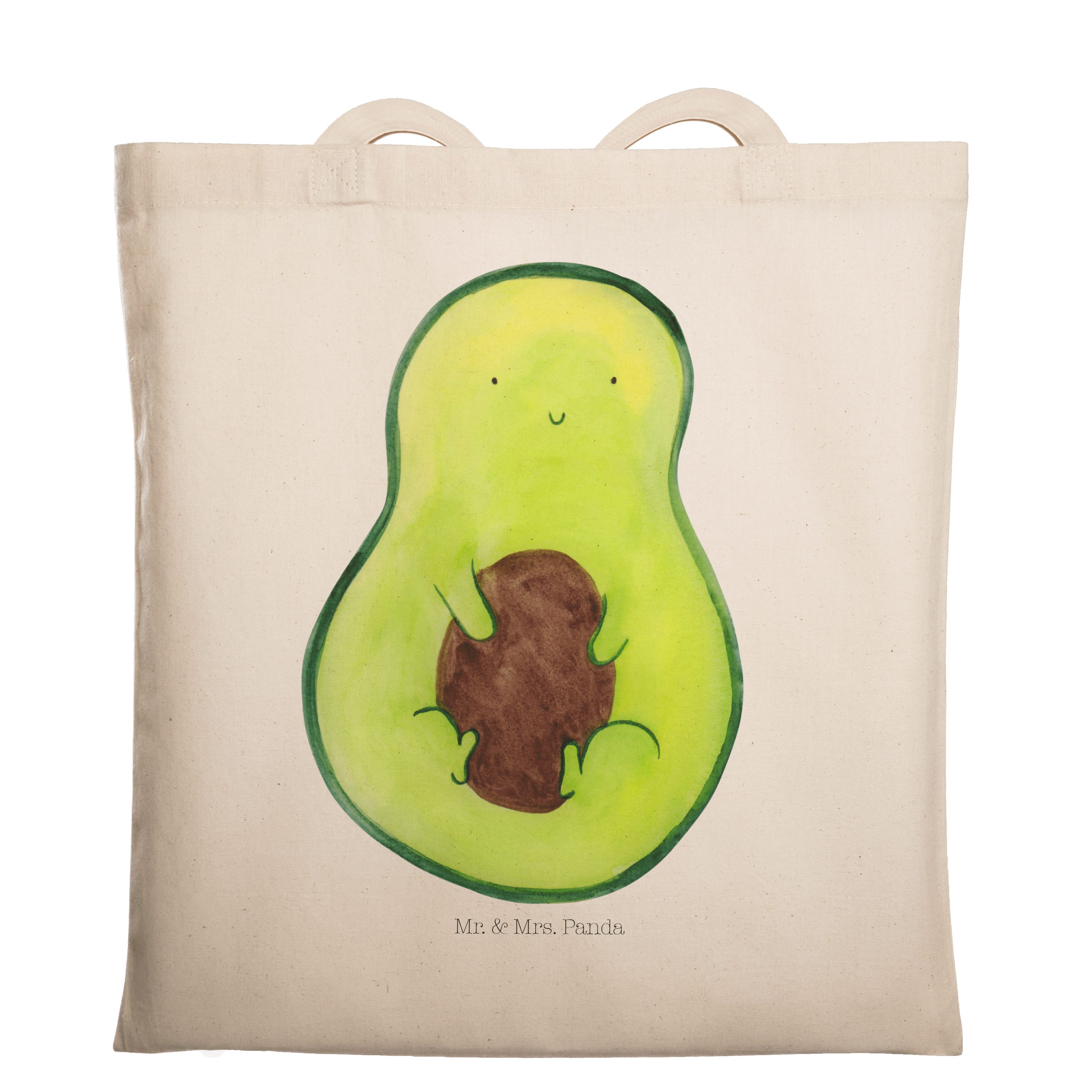 Mr. & Mrs. Panda Tragetasche Avocado mit Kern - Transparent - Geschenk, Avocadokern, Frucht, glück (1-tlg)