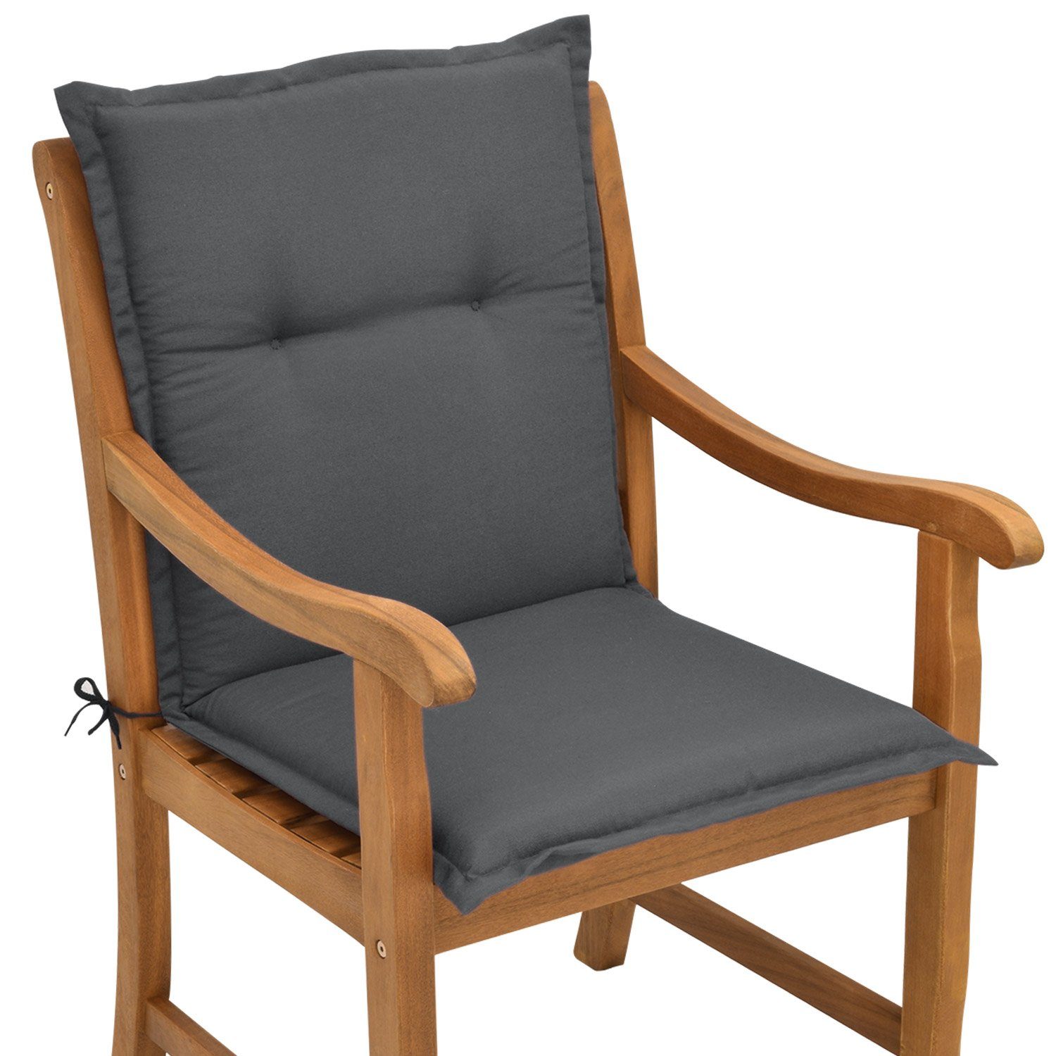 Beautissu Sitzauflage Niedriglehner Auflage Gartenstuhl Loft NL, 100x50x6cm, Graphit, Sitzkissen Niederlehner Rückenkissen Stuhlkissen Schaumkern Füllung