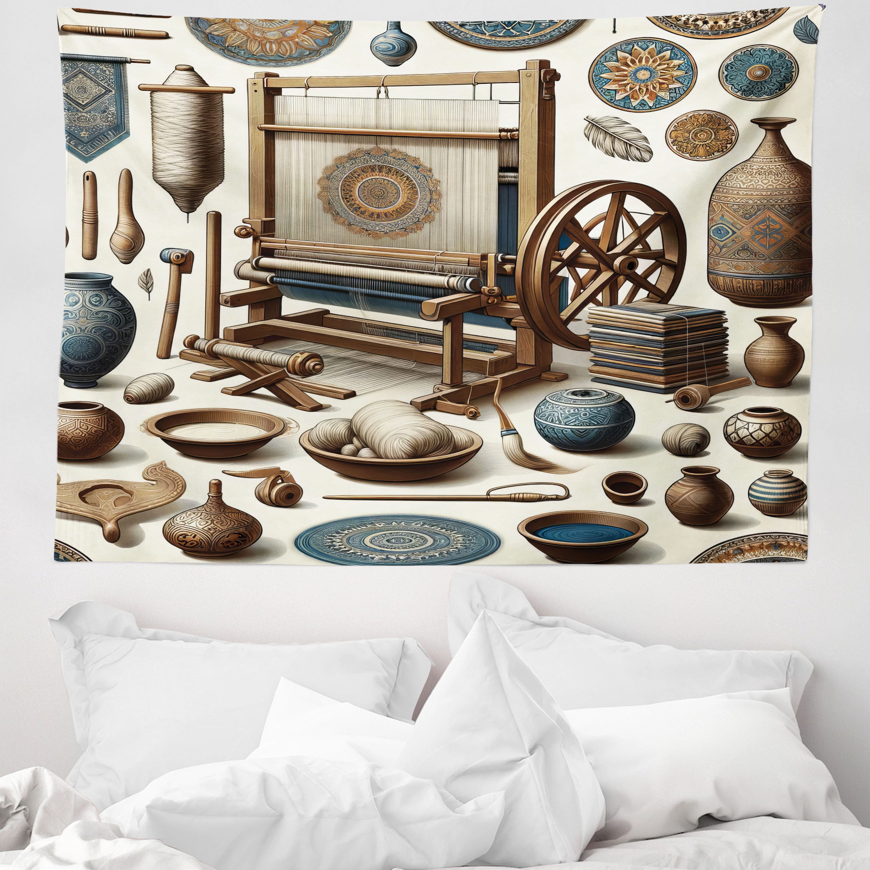 Wandteppich aus Weiches Mikrofaser Stoff Für das Wohn und Schlafzimmer, Abakuhaus, rechteckig, Traditionell Orientalisches Ethno-Kunstwerk