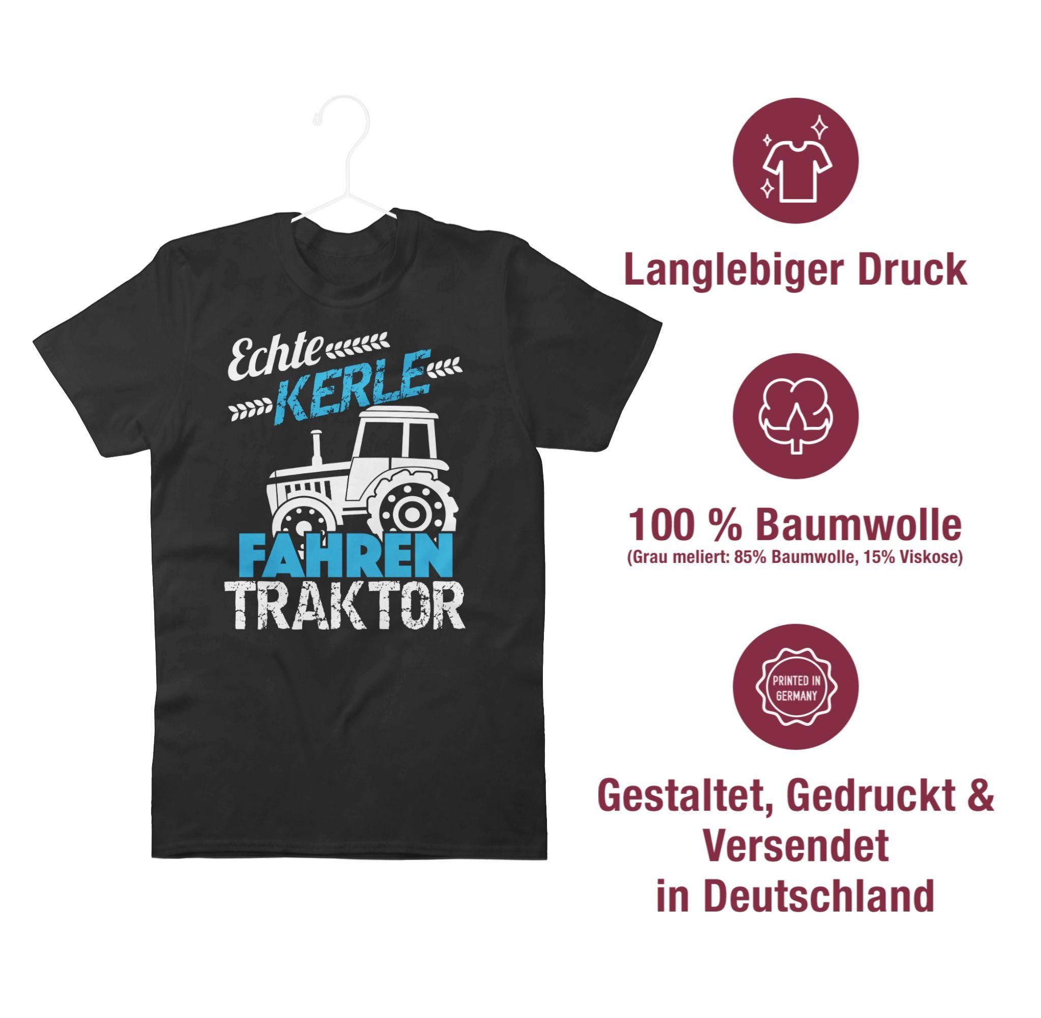 Shirtracer T-Shirt Echte Kerle Traktor Schwarz fahren 01 Traktor