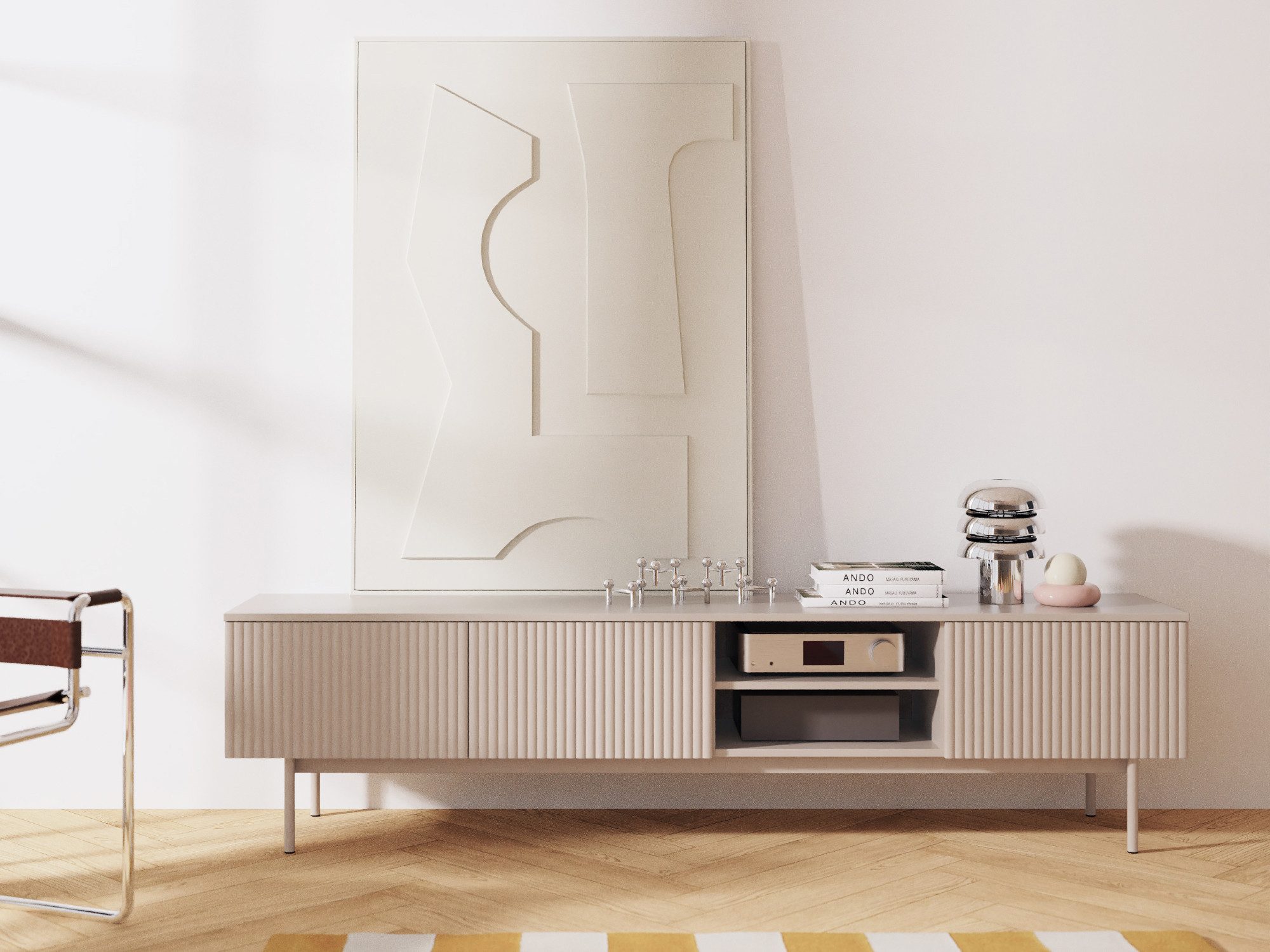 Beautysofa TV-Schrank Soft, Push-to-Open-System & Rillenfronten (mit 3 Türe günstig online kaufen