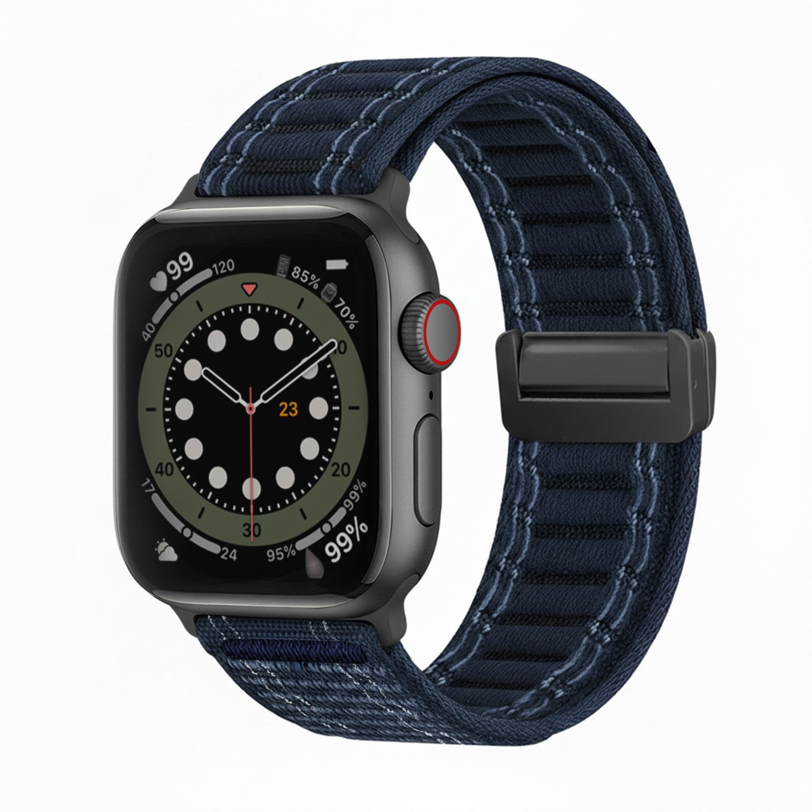 Tec-Expert Smartwatch-Armband für Apple Watch SE 3 44 mm Armband Ersatz Wechsel Band, Nylon Textil mit Magnetverschluss, stufenlos Verstellbar atmungsaktiv