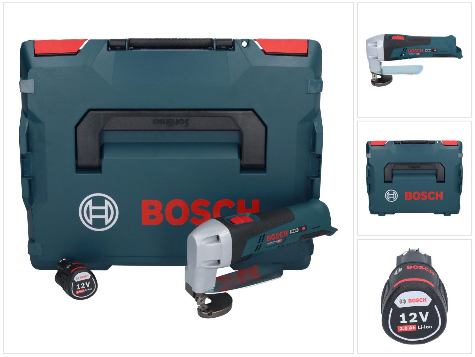 Bosch Professional Akku-Universalschere GSC 12V-13 Professional Akku Blechschere 12 V + 1x Akku 2,0 Ah + L-Bo