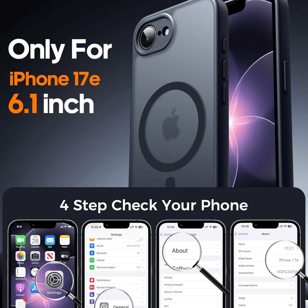 SmartUP Smartphone-Hülle + 2X Schutzglas für iPhone 17e MagSafe Panzerglas Panzerfolie Case 9H 6,1 Zoll, kompletter Rundumschutz, MagSafe-Technologie – Bild 2 von 5