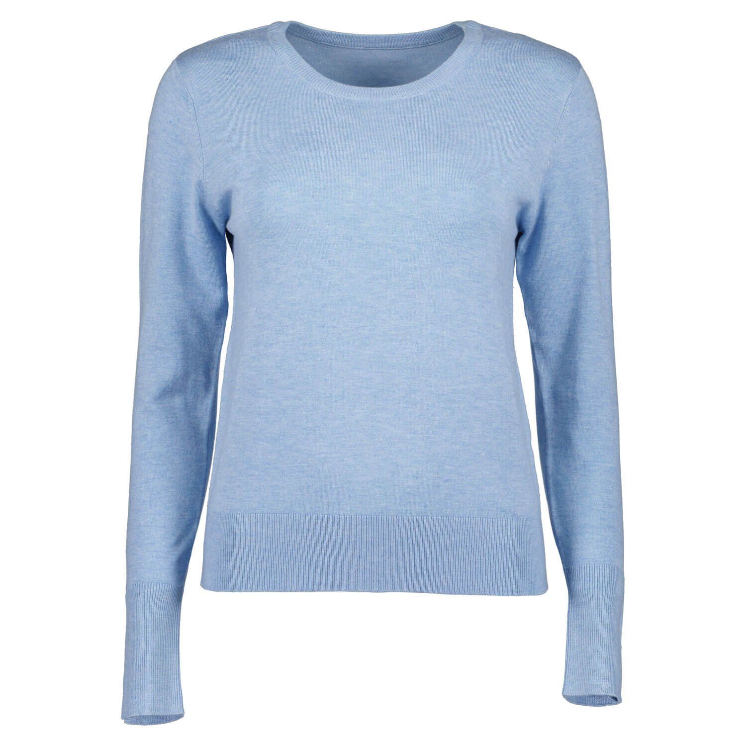 Blue Seven Rundhalspullover Damen Pullover Unifarben Meliert - Pulli mit Rundhalsausschnitt hellblau