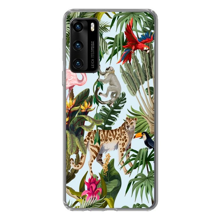 MuchoWow Handyhülle Dschungel - Tiere - Mädchen - Kinder - Jungen - Flamingo - Papagei Handyhülle Huawei P40 Handy Case Silikon Bumper Case