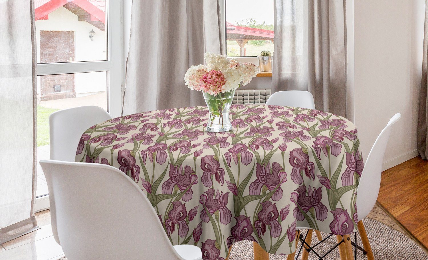 Abakuhaus Tischdecke Kreis Tischdecke Abdeckung für Esszimmer Küche Dekoration, Blume Blühender Growth Pattern