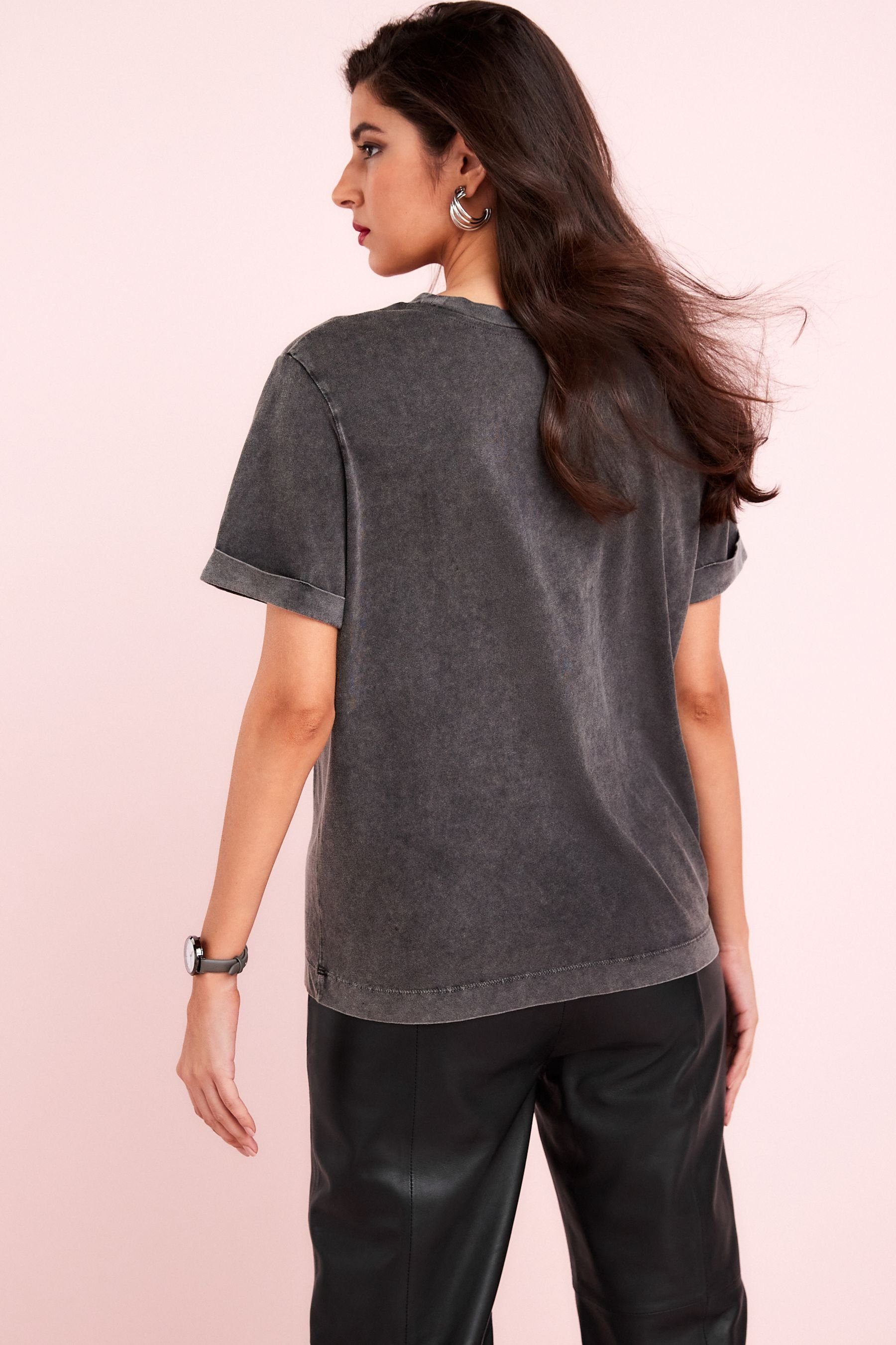 T-Shirt Charcoal Grey Rundhalsausschnitt Next T-Shirt Kurzärmliges mit (1-tlg)