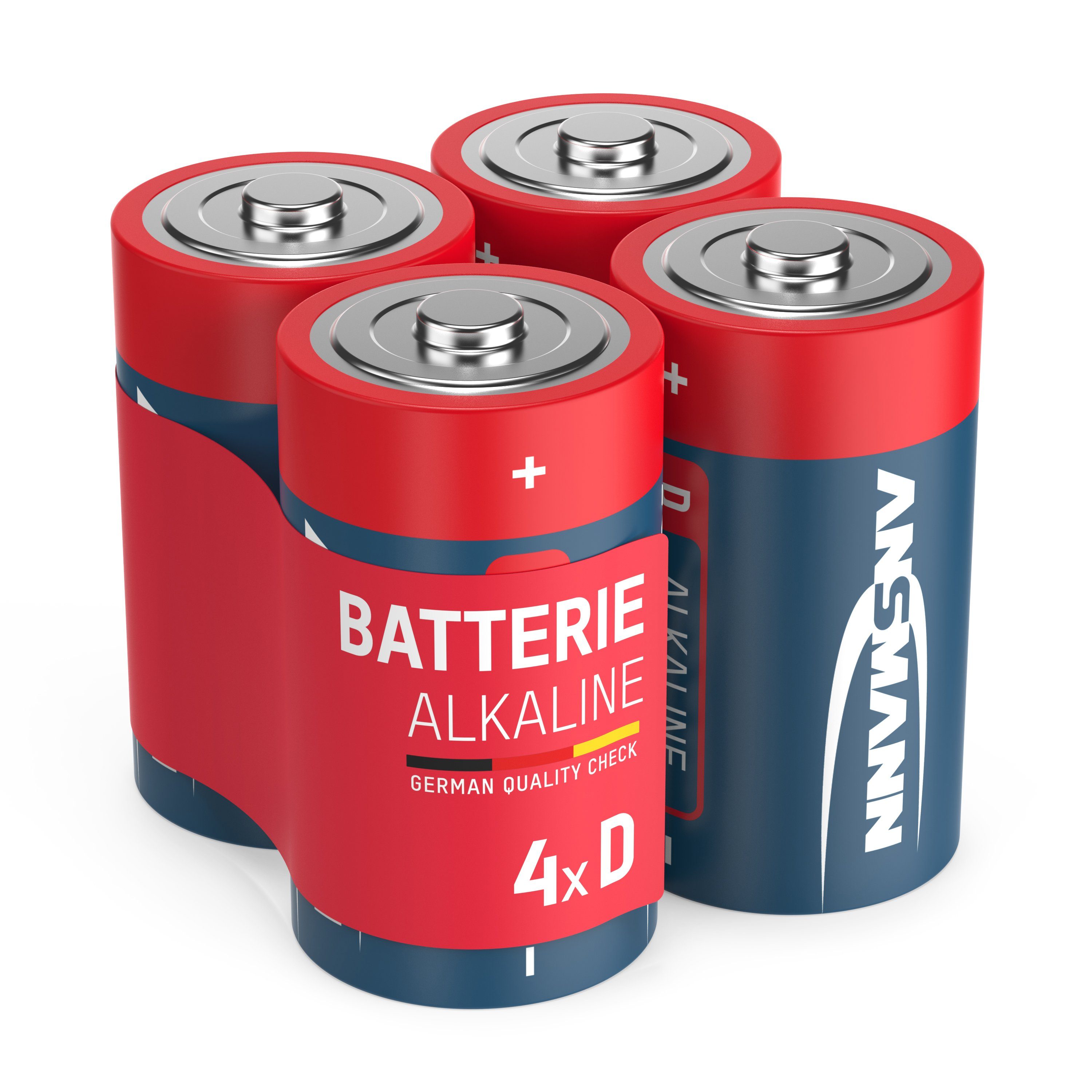 ANSMANN® Batterien Mono D LR20 1,5V 4 Stück - Alkaline Batterie auslaufsicher Batterie