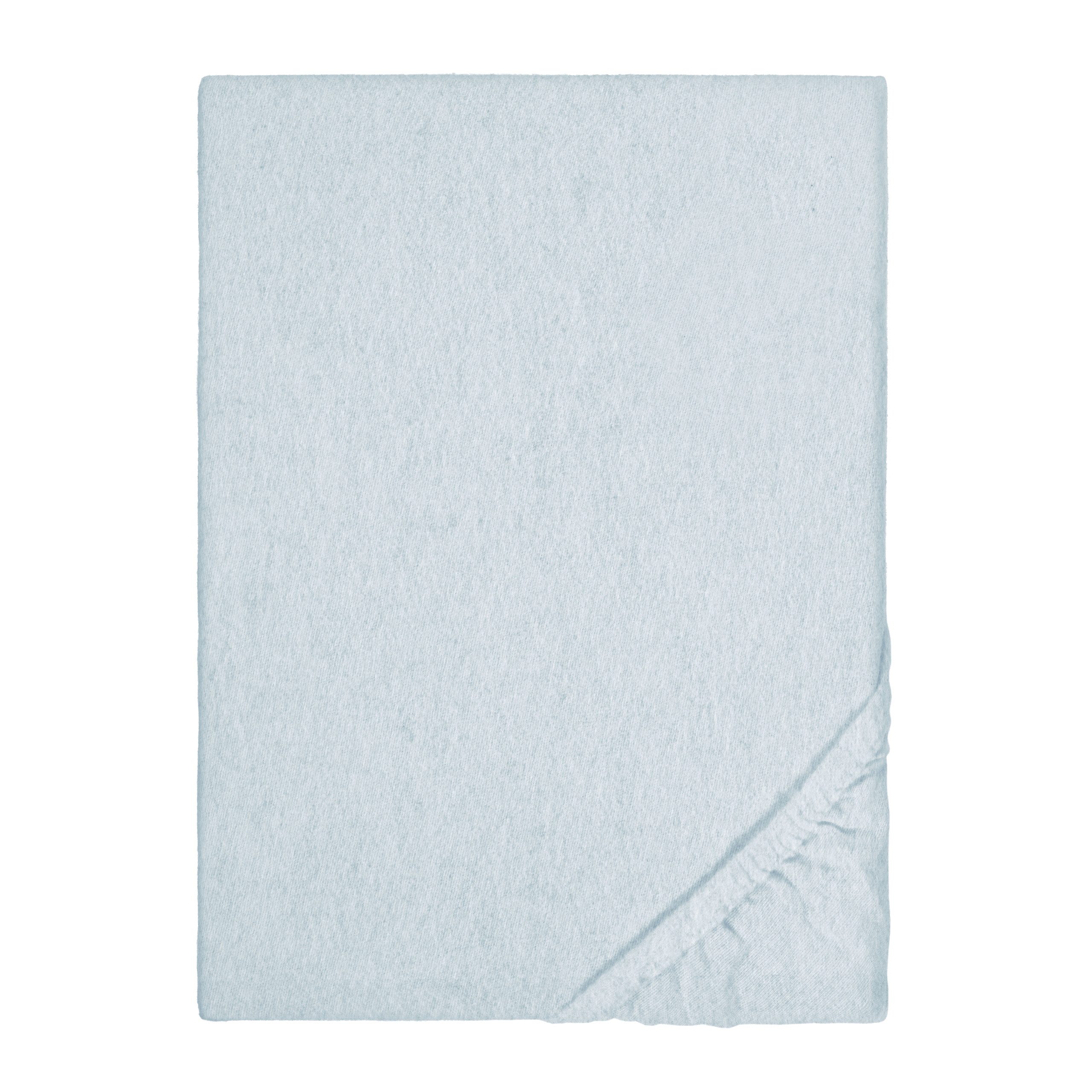Biberna Spannbettlaken Biberna Spannbetttuch ciel 90x190 cm - 100x200 cm, Biber Melange uni
