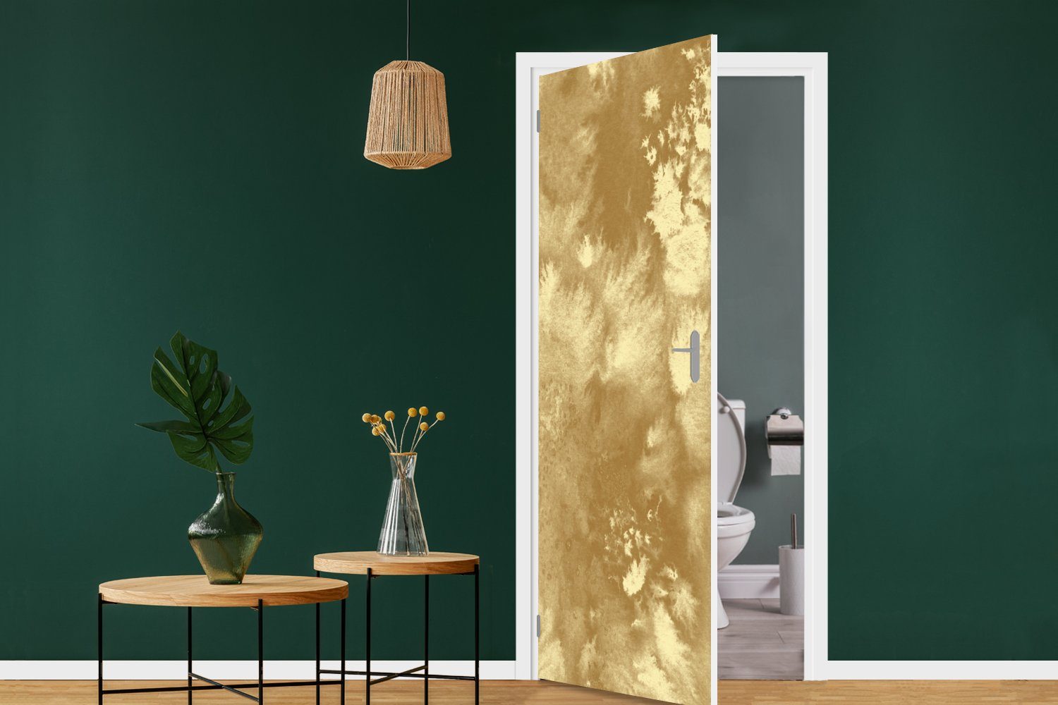MuchoWow Türtapete Gold - cm Tür, Abstrakt, bedruckt, Türaufkleber, Fototapete für St), 75x205 Farbe Matt, - (1