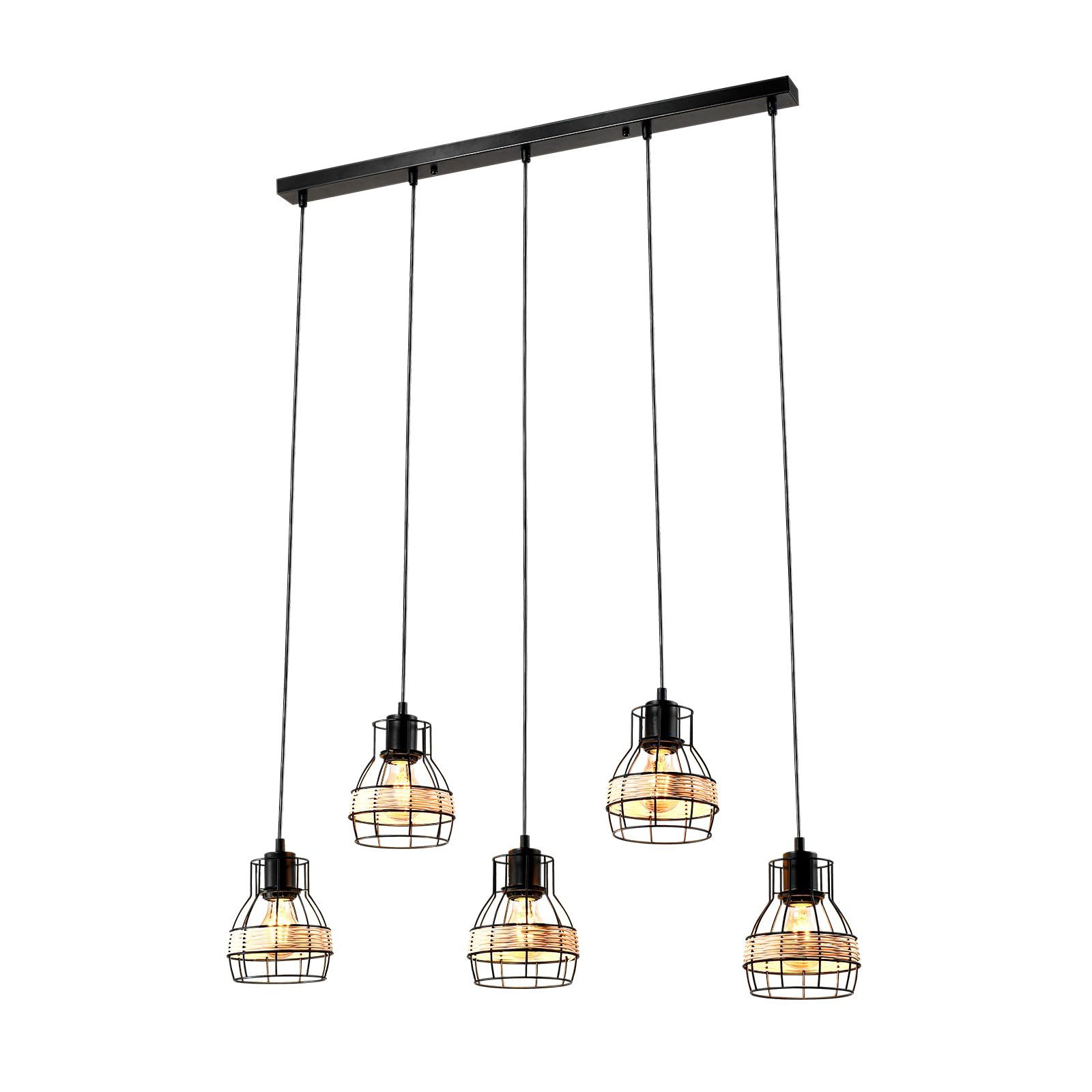 LQWELL Pendelleuchte Pendellampe Hängelampe E27 Schwarz, Retro Hängeleuchte Pendelleuchte, Modern Kronleuchter Höhenverstellbare Vertigo Lampe, für Wohnzimmer Schlafzimmer Esszimmer Cafés Bartheke Restaurant