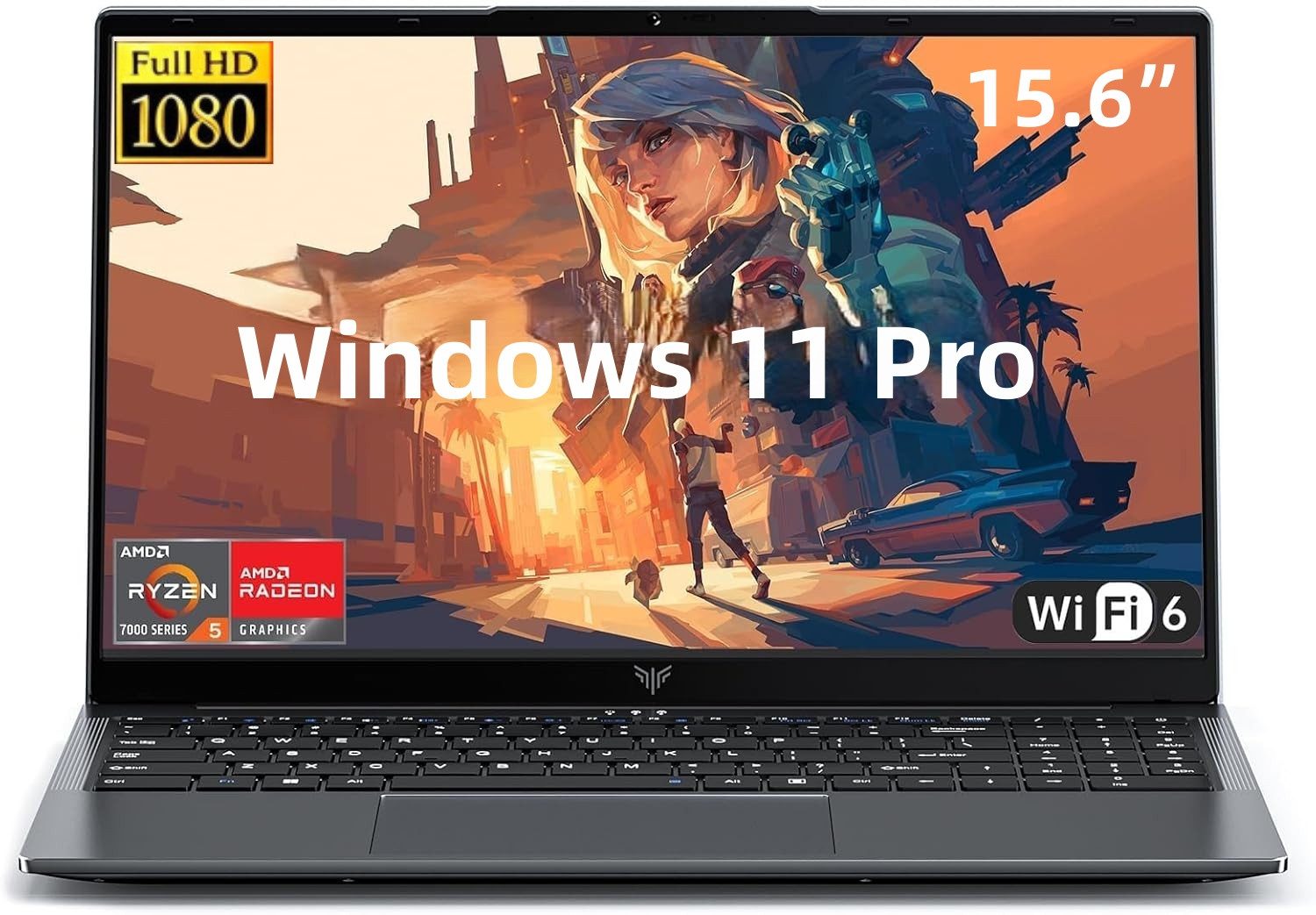 ACEMAGIC 15.6" Laptop AMD Ryzen 5 7430U 16GB RAM 512GB SSD, Windows 11 Pro Notebook (35,74 cm/15.6 Zoll, AMD AMD Ryzen 5 7430U, AMD Radeon Graphics, 16 GB, 512 GB SSD, 180° Drehung,Tastatur mit Nummern,Touchpad,Deutsche Tastaturabdeckung)