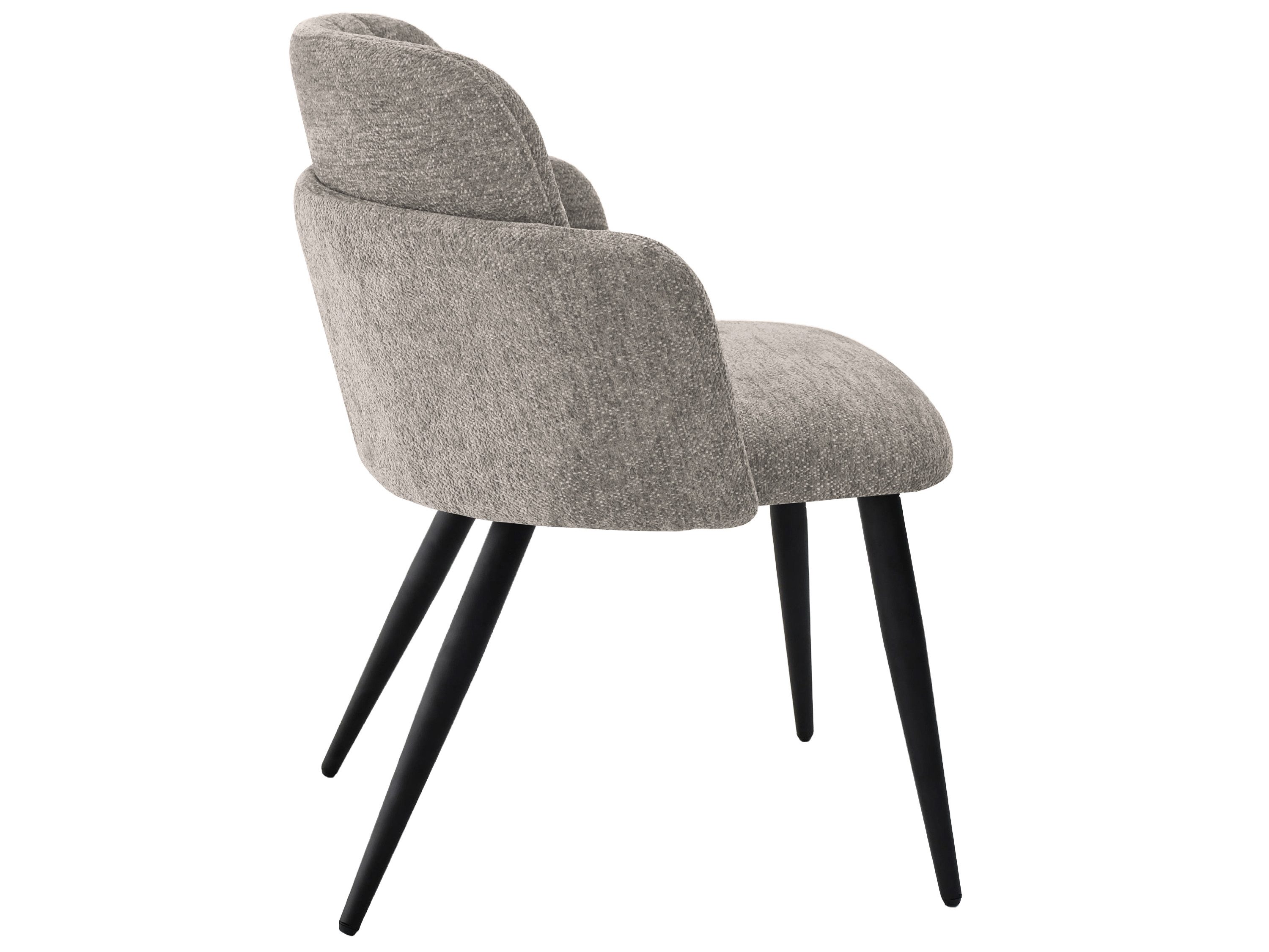 Beautysofa Esszimmerstuhl Velto Stuhl mit Armlehnen, gepolsterter Esszimmersessel mit Steppung (Polsterstuhl mit schwarzen Metallbeinen, 1 St), moderner Küchenstuhl aus Strukturstoff