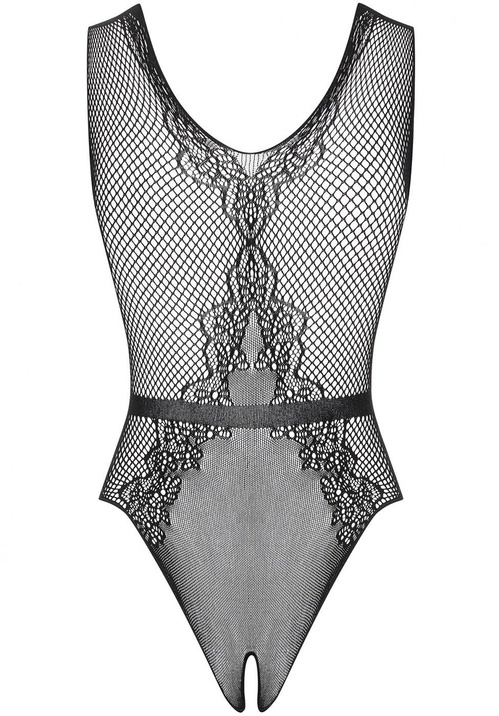 Obsessive Body Transparenter Body aus Netz ouvert - schwarz (1-tlg) offener Schritt – Bild 4 von 4