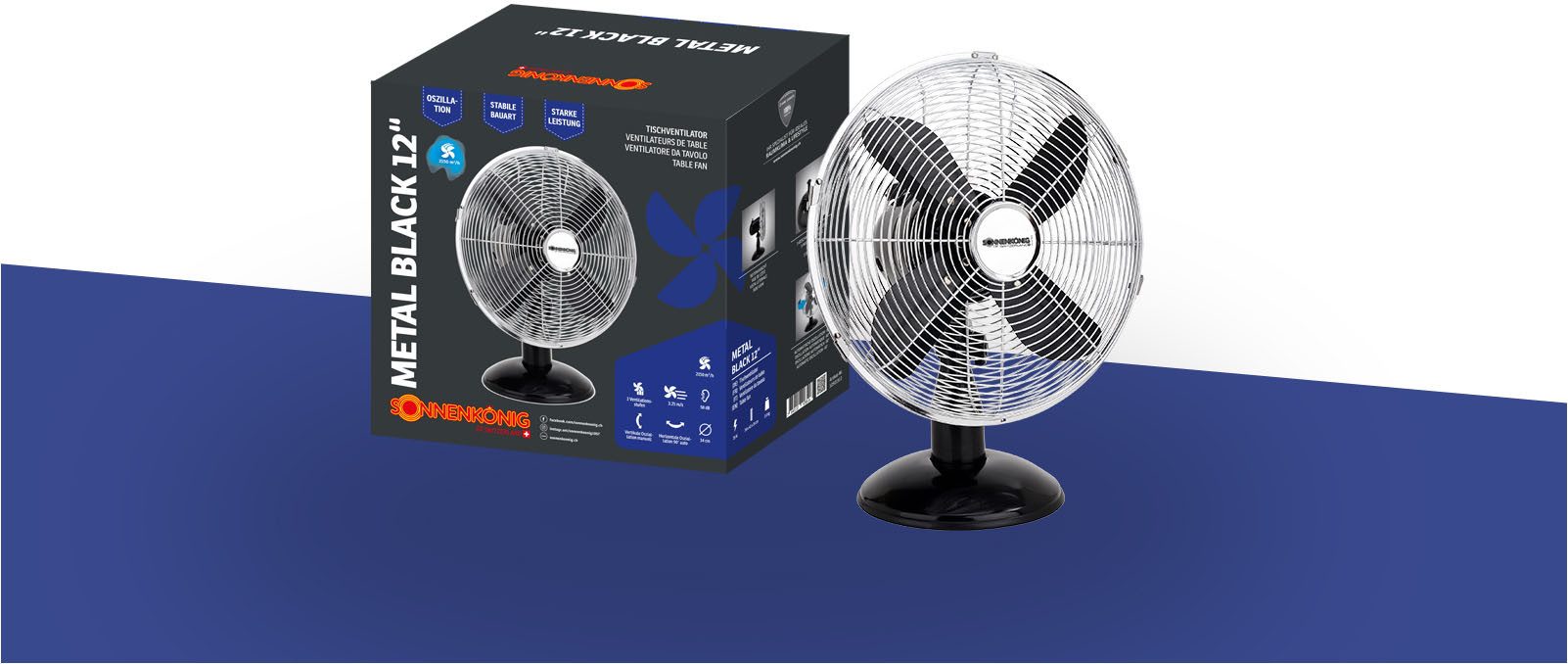 Sonnenkönig Standventilator Metal Black 16, Leistung günstig online kaufen