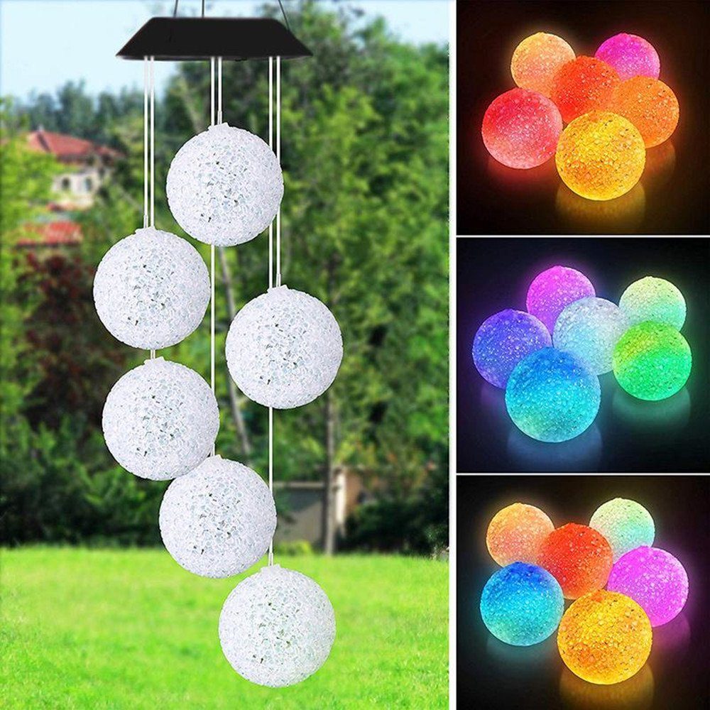 LETGOSPT LED Solarleuchte Solar Changing Solar Chime Color 6 Wind Garden integriert, Glockenspiele fest Light mit Spiral Spinner Chime LED Windspiel Lamp Wind LED Spiral, Light Solarlampe LED Solar Kugeln