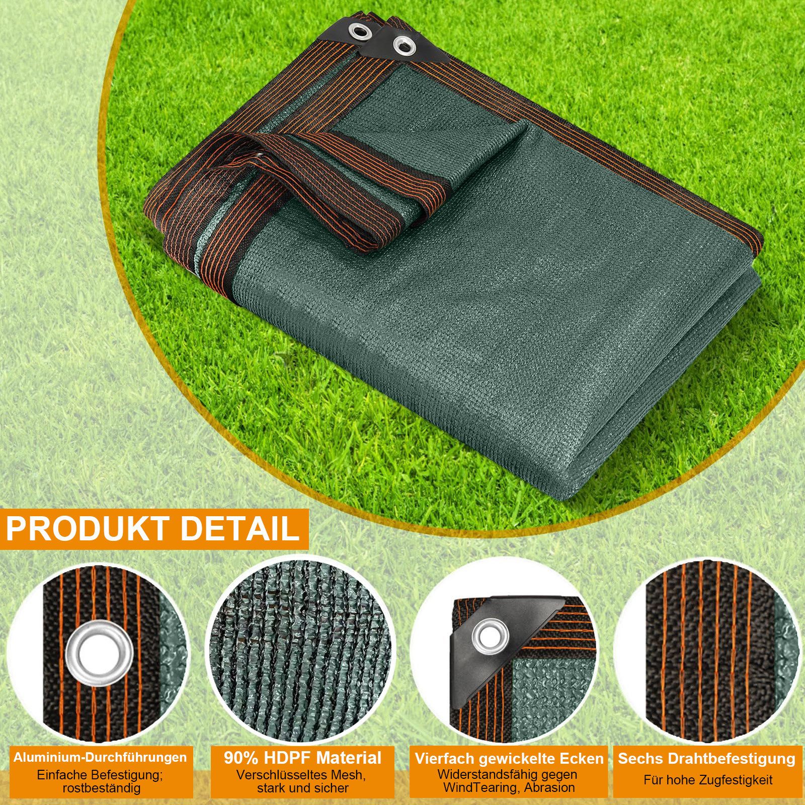 Sunicol Gartenzaun HDPE Schattiernetz mit ösen, Windschutz UV-resistent Reißfest, 90% Beschattungsgrad, mit Kabelbinder, für Outdoor, Wände, Hof – Bild 3 von 5