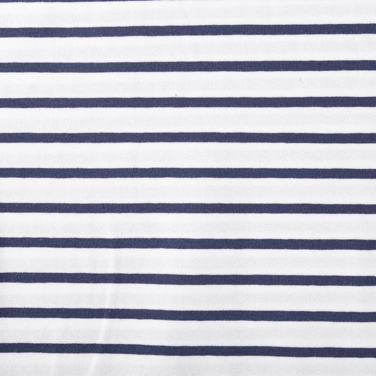 SCHÖNER LEBEN. Stoff Jersey Stoff Baumwolljersey Streifen weiß marineblau 1,45m Breite