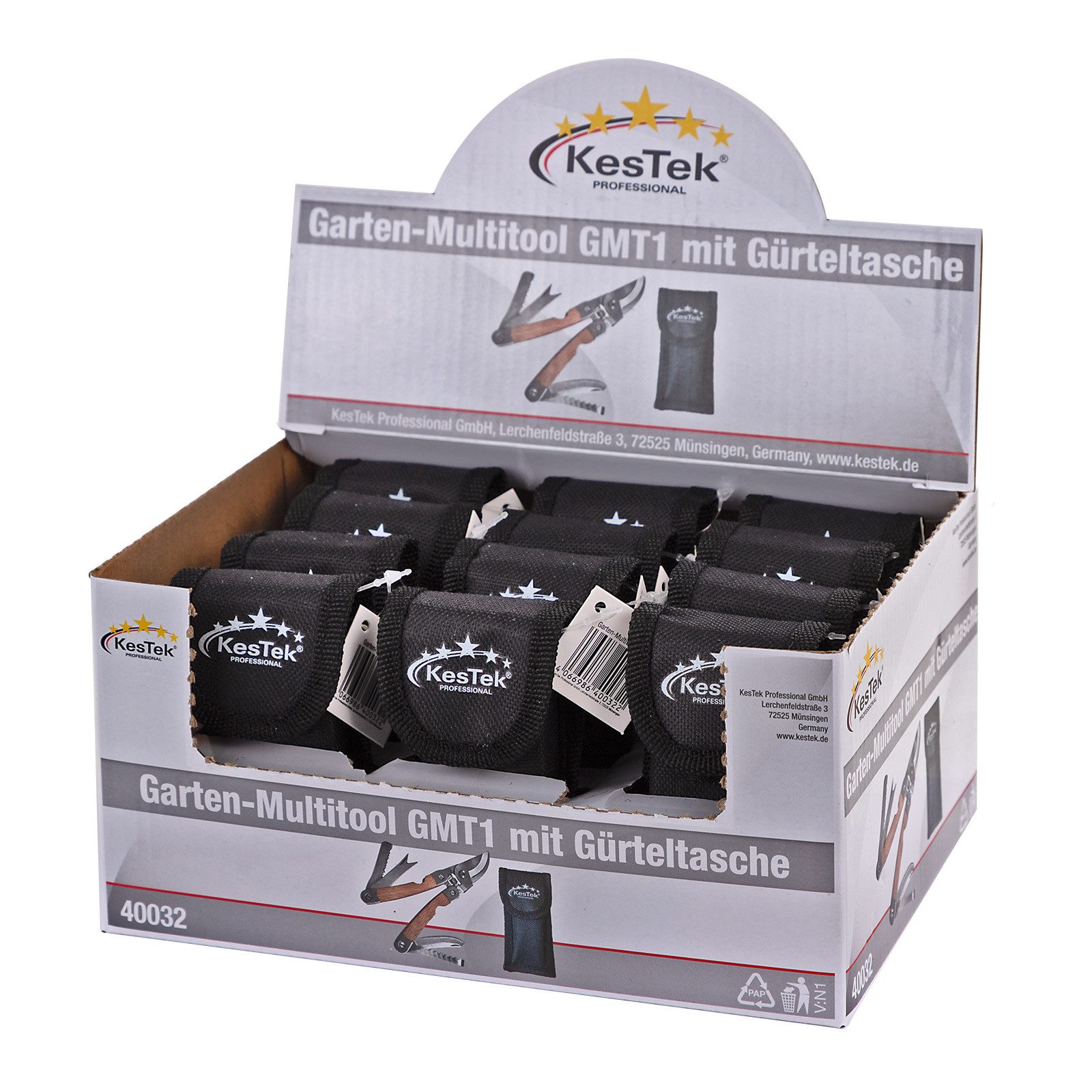 KesTek Multitool Garten Multitool GMT1 mit Gürteltasche Display