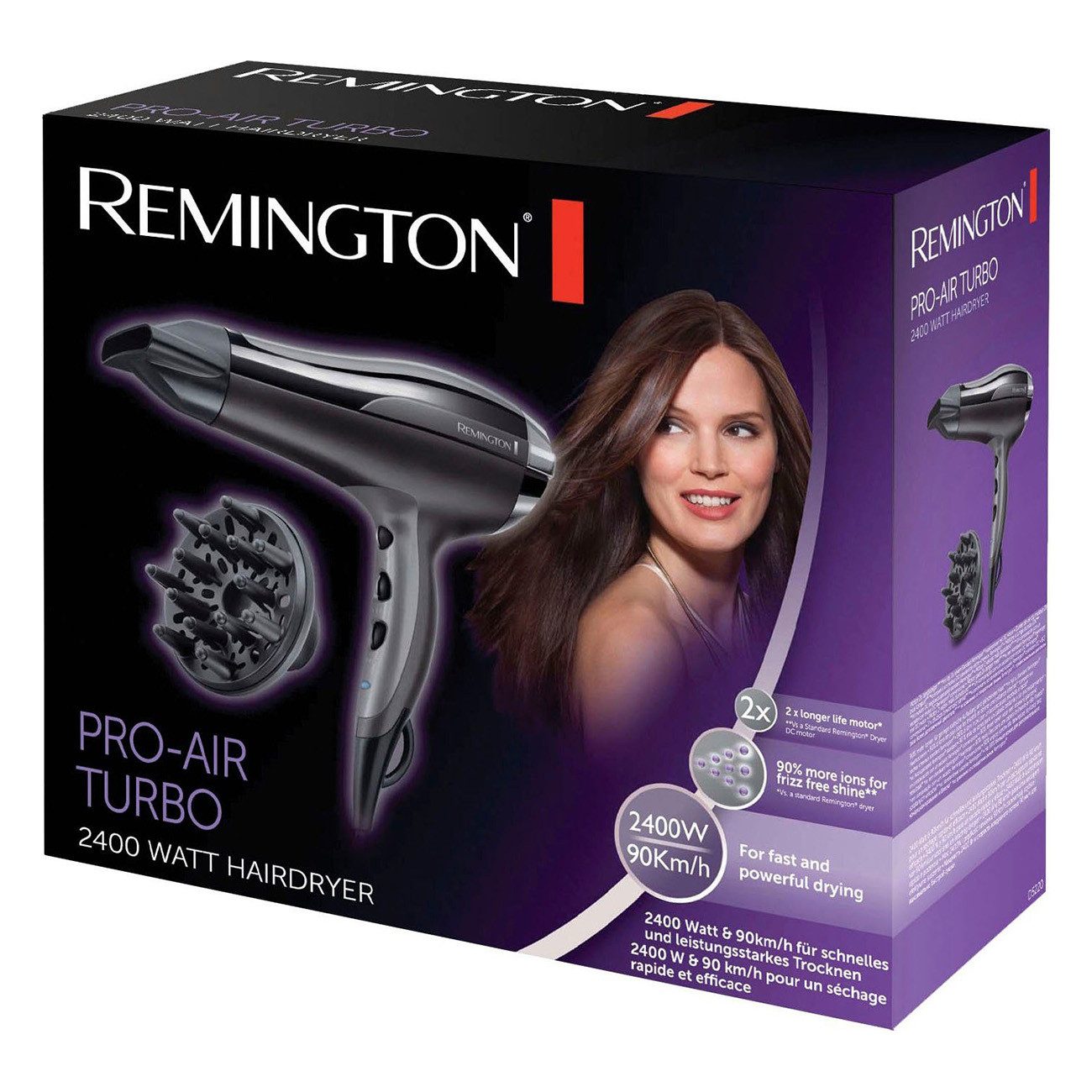 Remington Haartrockner Pro Air Turbo D5220, 2400 Watt Leistung, Ionengenerator, 3 Heiz- & 2 Gebläsestufen – Bild 2 von 2