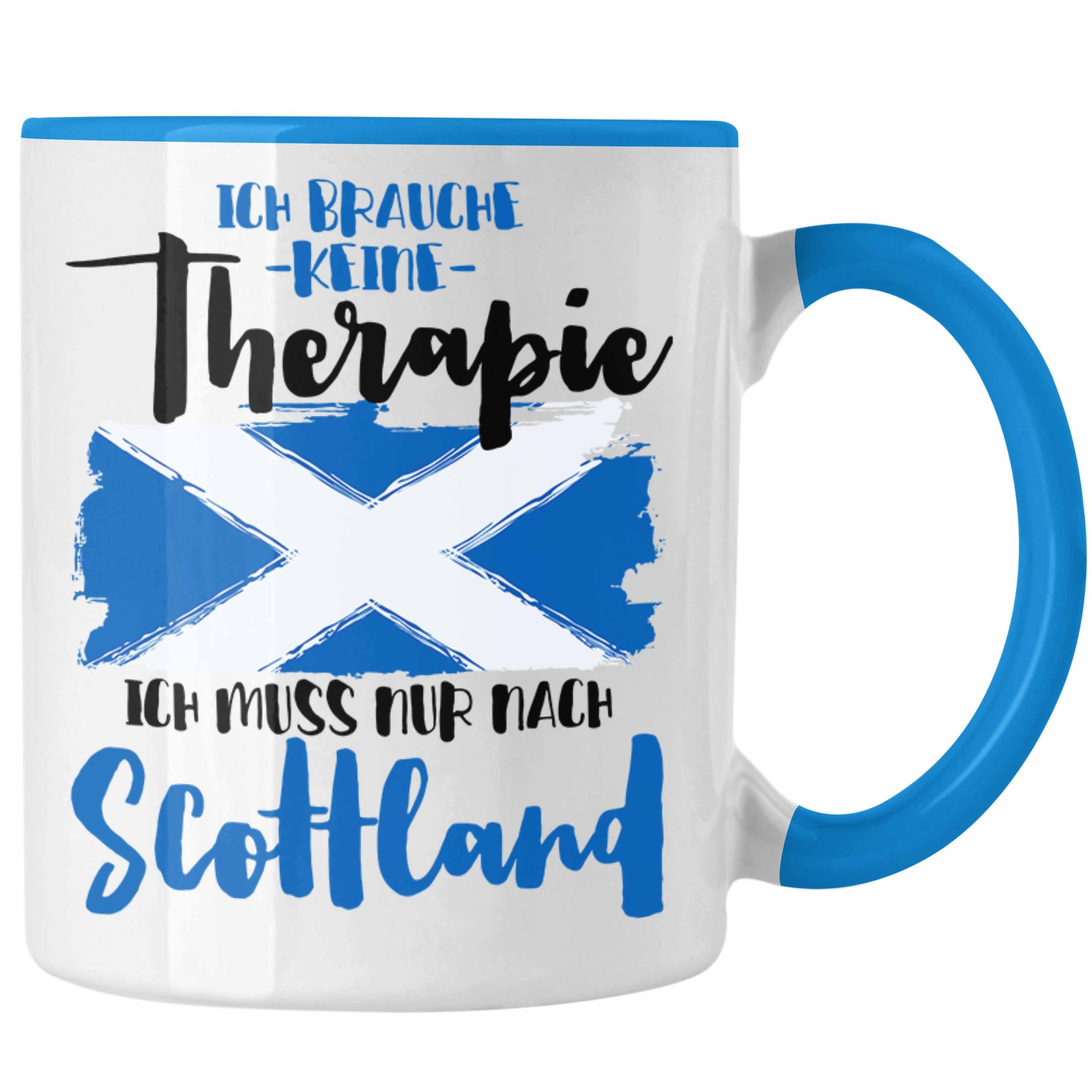 Trendation Tasse Schottland Lustig Grafik Scottland Geschenk Blau Geschenkidee Tasse Spruch