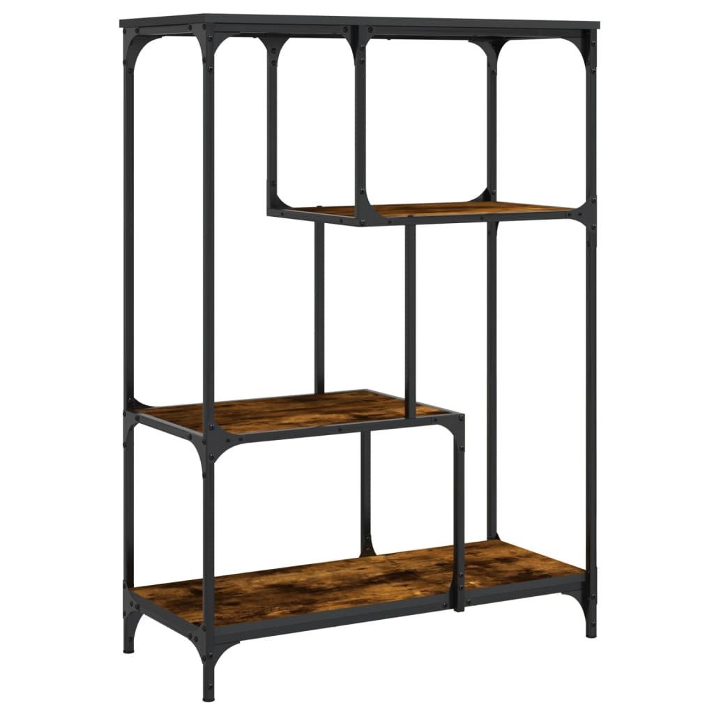 vidaXL Bücherregal Bücherregal Räuchereiche 81x36x115 cm Holzwerkstoff und Stahl, 1-tlg.