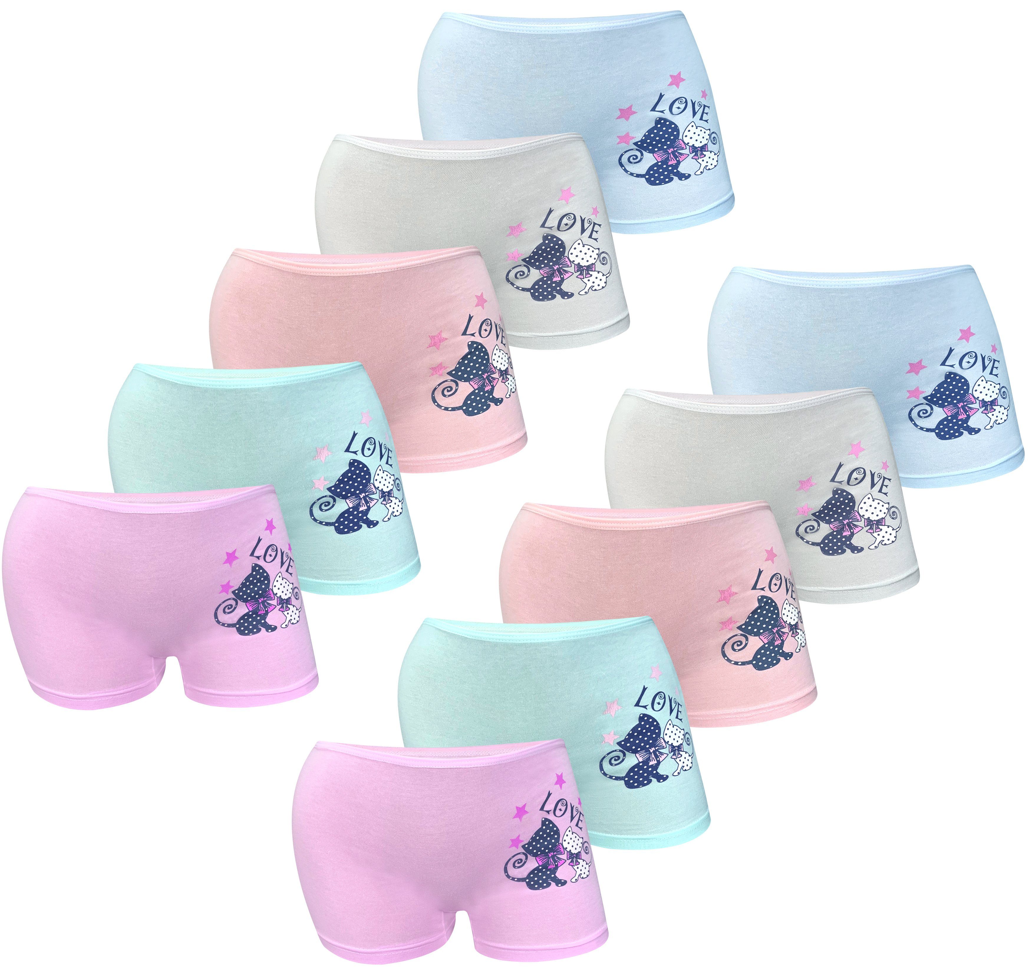 LOREZA Panty 10 Mädchen Pantys Hipster Unterwäsche Slips aus (Spar-Packung,  10-St) | Klassische Slips