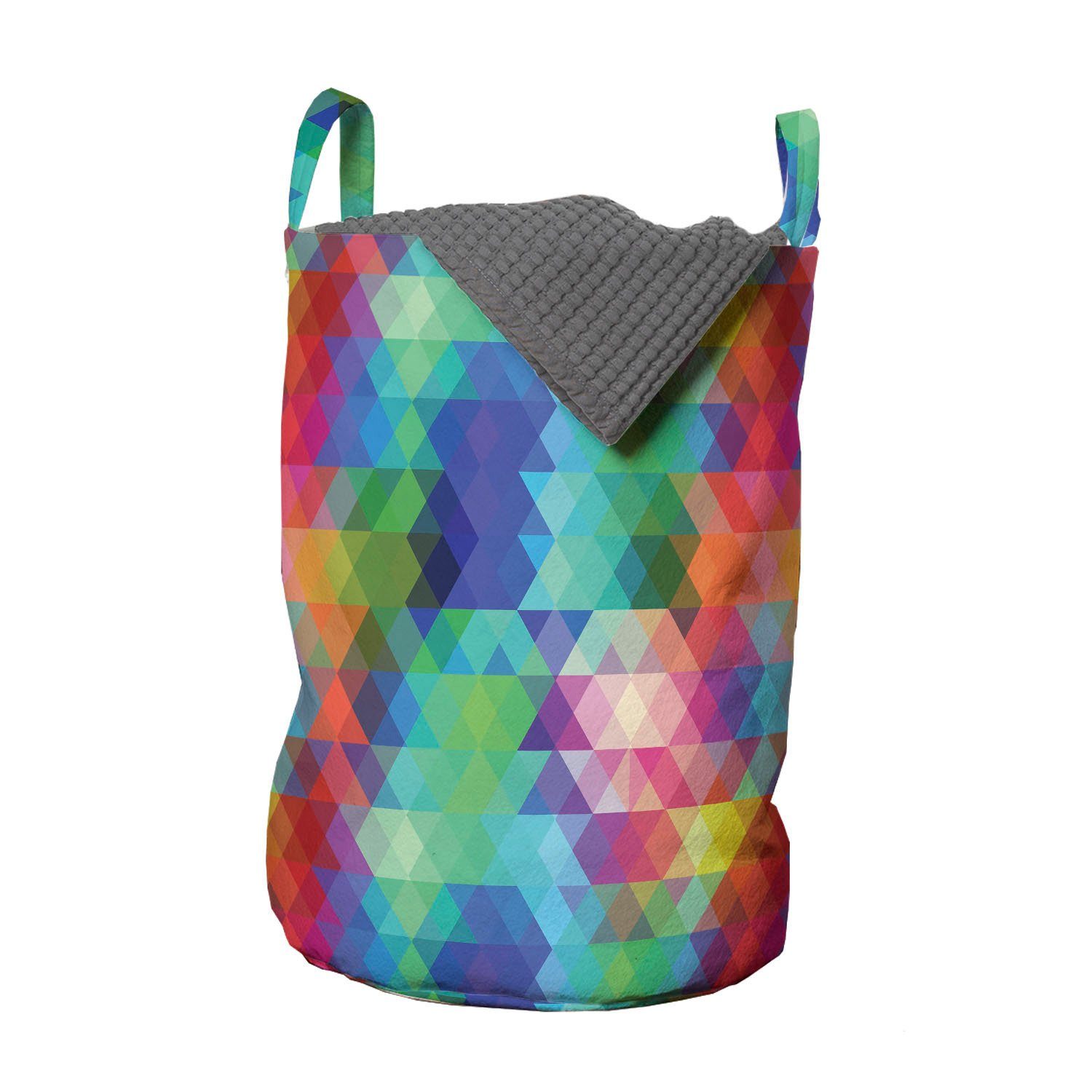 Abakuhaus Wäschesäckchen Wäschekorb mit Griffen Kordelzugverschluss für Waschsalons, Geometrisch Dreiecke