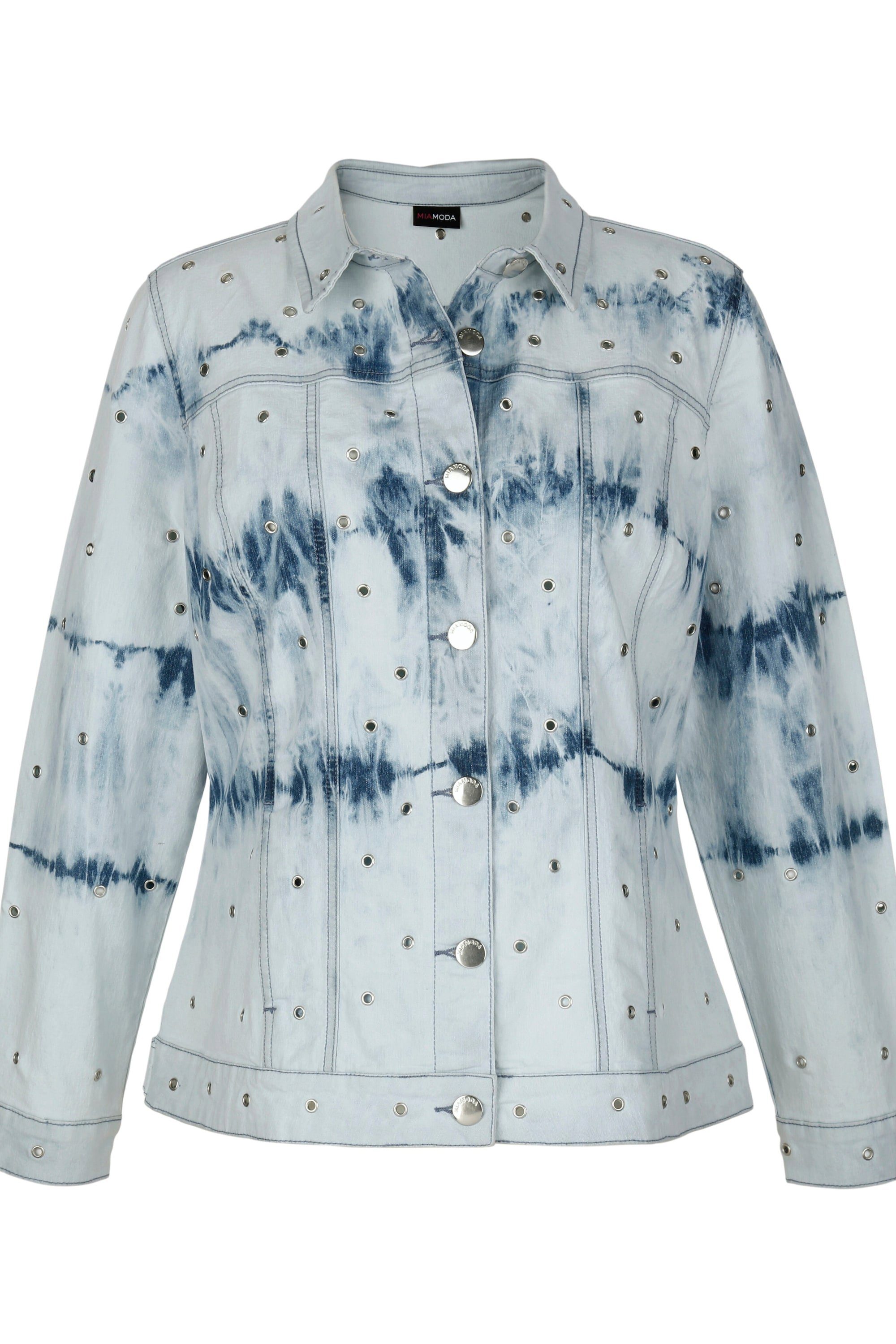 MIAMODA Jeansjacke Jeansjacke Batik Ziernieten Langarm günstig online kaufen