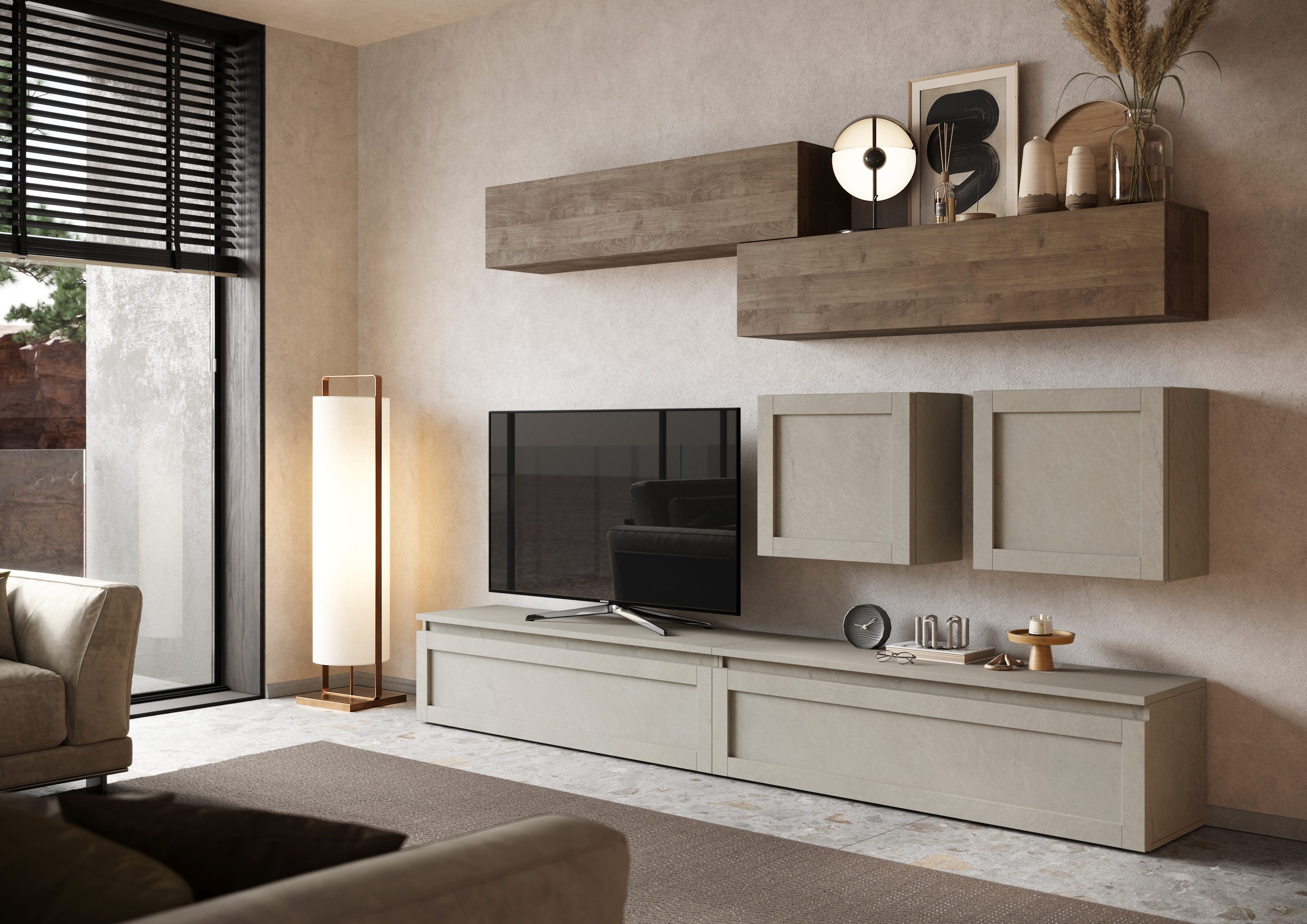 INOSIGN Wohnwand Infinity, 6tlg. Breite 260 cm, Höhe variabel, Schrankwand, (6-St), Anbauwand (2x Lowboard, 2x Hängewürfel, 2x Hängeschrank)