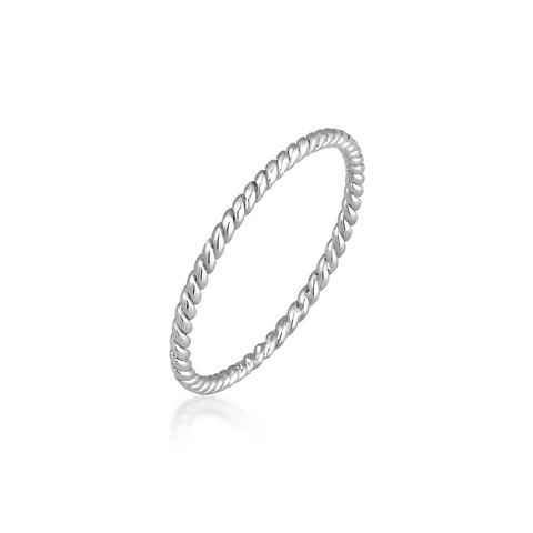 Elli Premium Fingerring Twisted Gedreht Basic Minimal Look 585 Weißgold