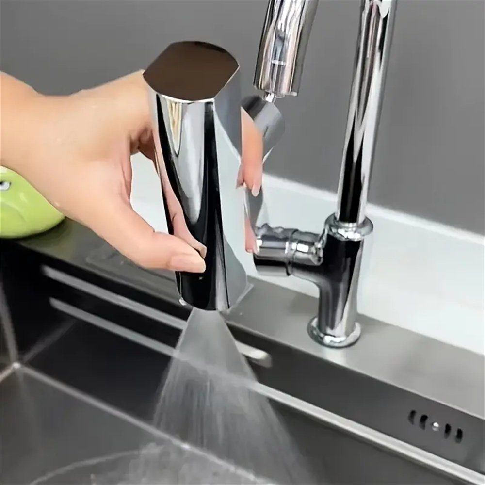 TUABUR und Wasserfall-Badarmatur mit Küchenarmatur Auslauf schwenkbarem grau Spritzschutz