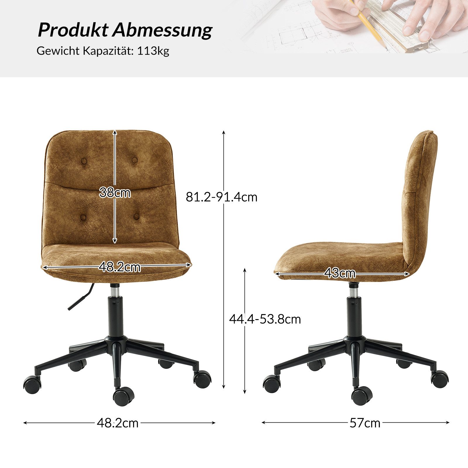 HULALA HOME Stuhl Bürostuhl, Drehstuhl, Vintager günstig online kaufen