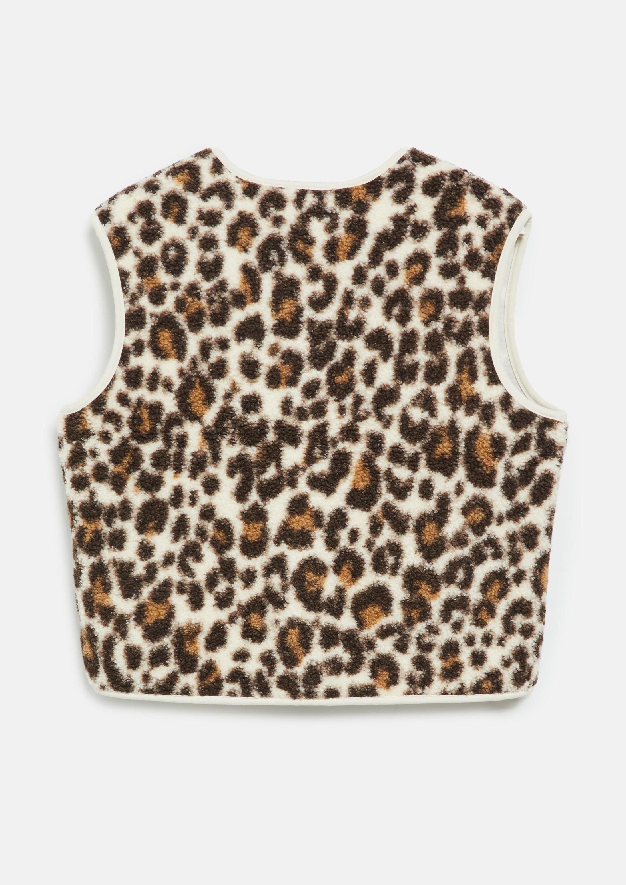 s.Oliver Funktionsweste Indoor-Weste Teddy-Weste mit Leo-Muster im Relaxed Fit