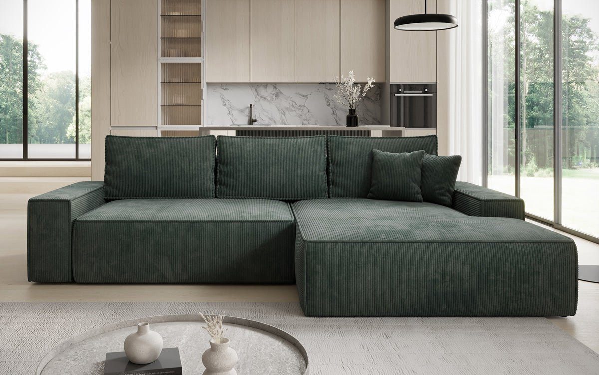 Luxusbetten24 Schlafsofa Designer Sofa Verona mit breiter Ottomane, mit Schlaffunktion und Stauraum – Bild 2 von 4