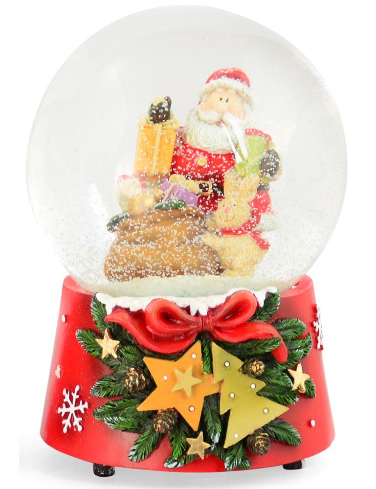 RIFFELMACHER & WEINBERGER Schneekugel Spieluhr Schneekugel 'Weihnachtsmann mit Hase' 14