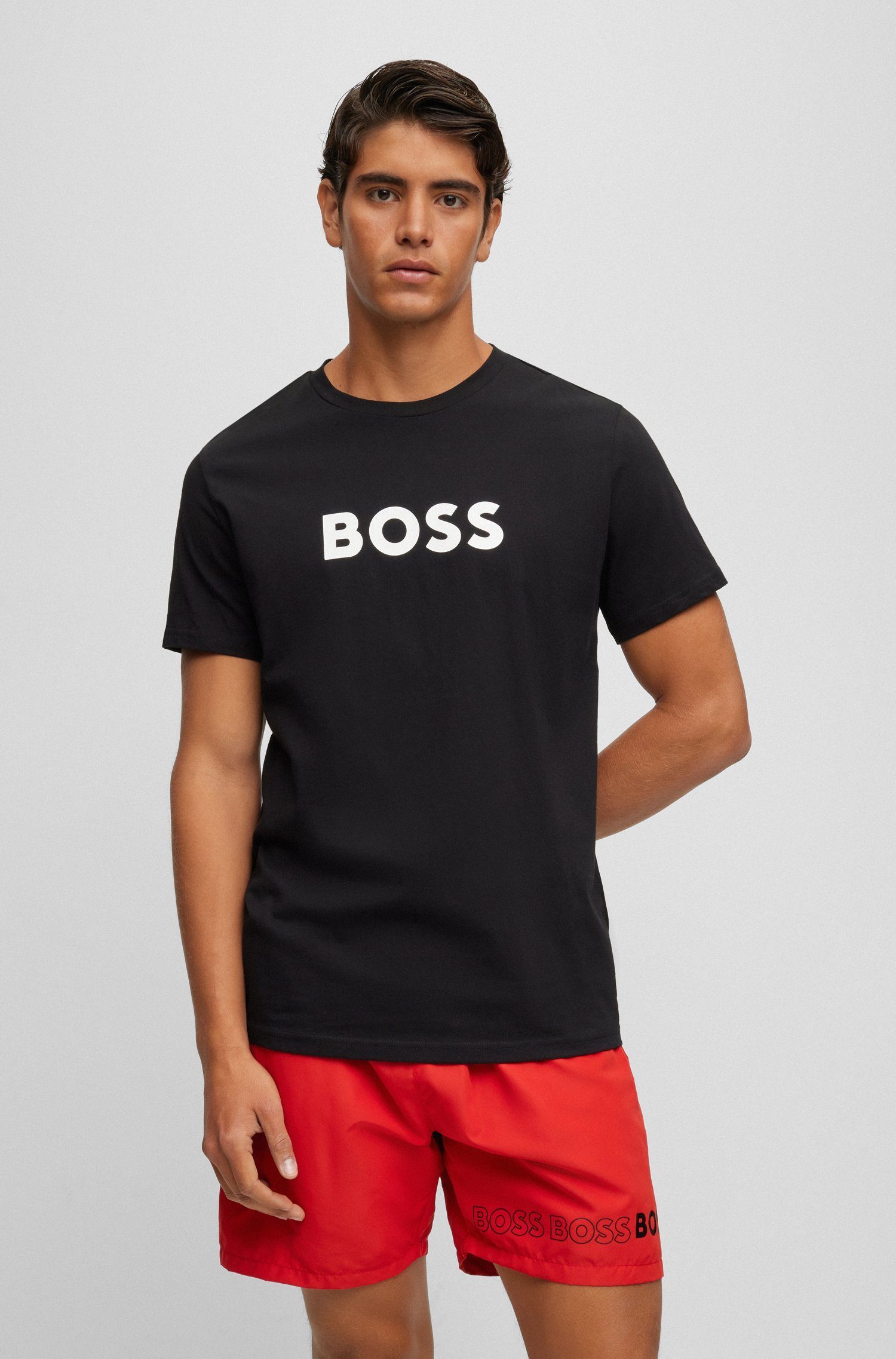 Logo T-Shirt mit (1-tlg) BOSS black