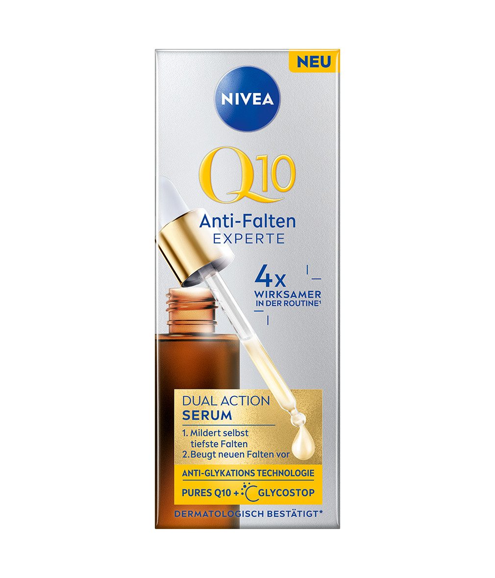 Nivea Anti-Falten-Serum Q10 Experte Dual Action GLYCOSTOP® glättend 30ml, 1-tlg., mit 30 ml Inhalt